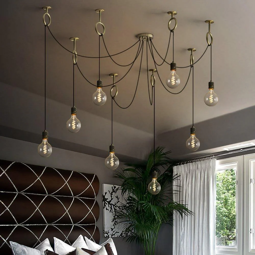 Lustra Chandelier Industrial Spider Bulb Hanging - Image 4