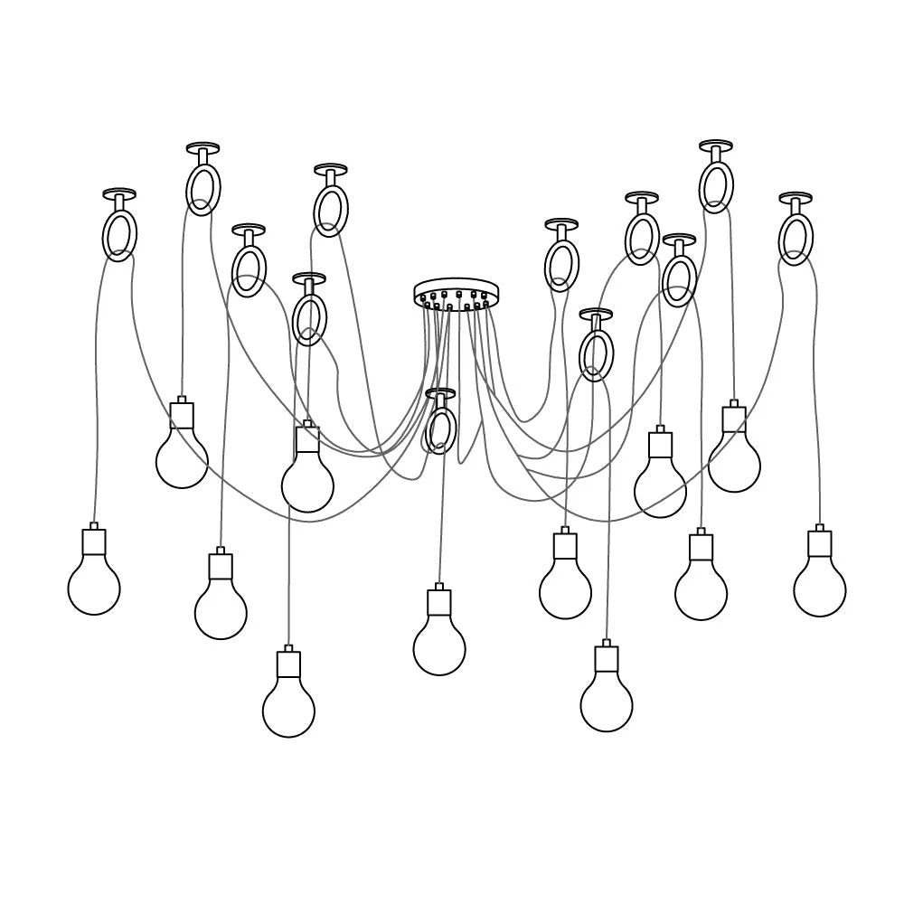Lustra Chandelier Industrial Spider Bulb Hanging - Image 5