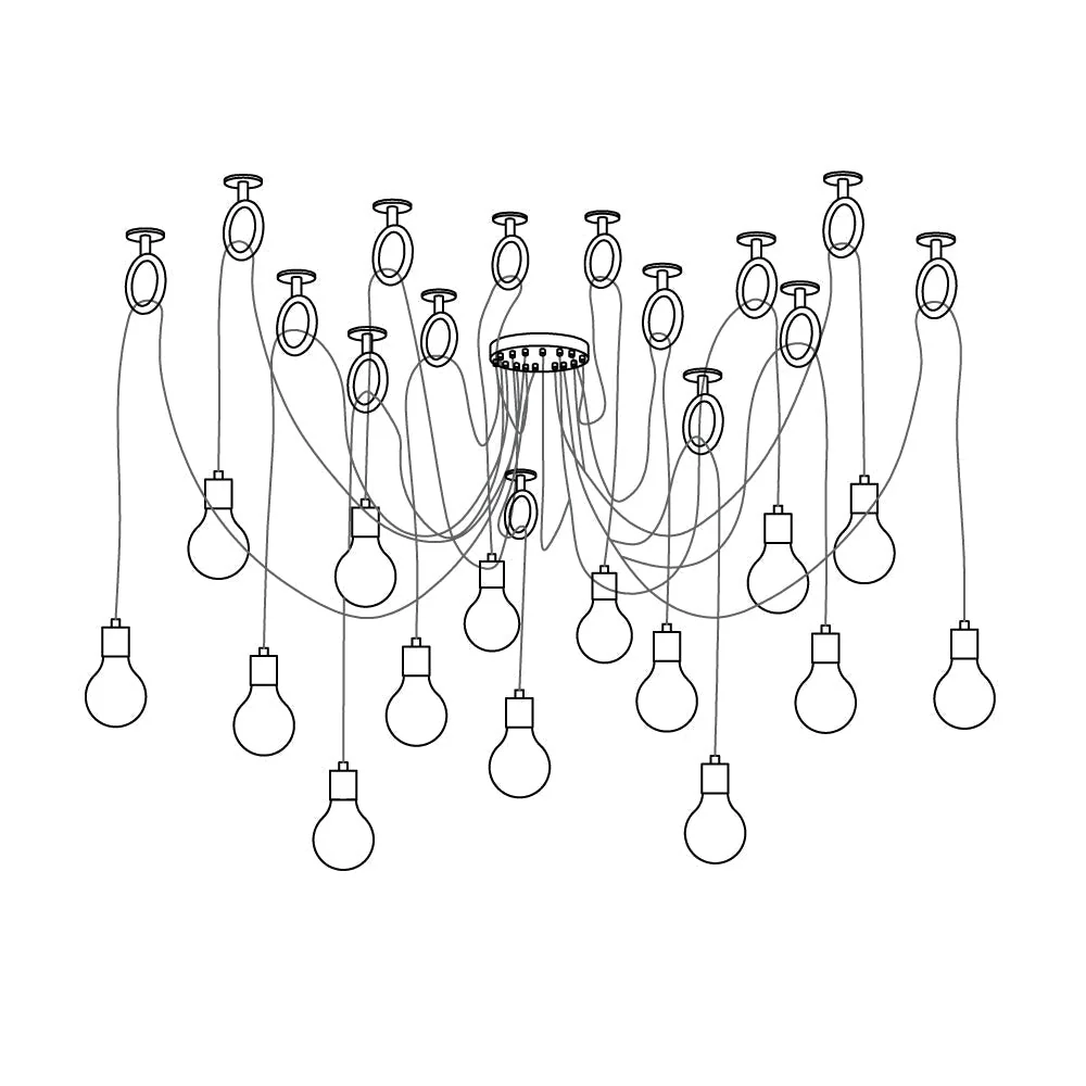 Lustra Chandelier Industrial Spider Bulb Hanging - Image 6