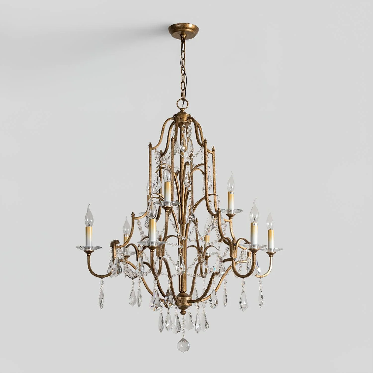 Lustra Chandelier Iron Crystal Candelabra Vintage - Image 12