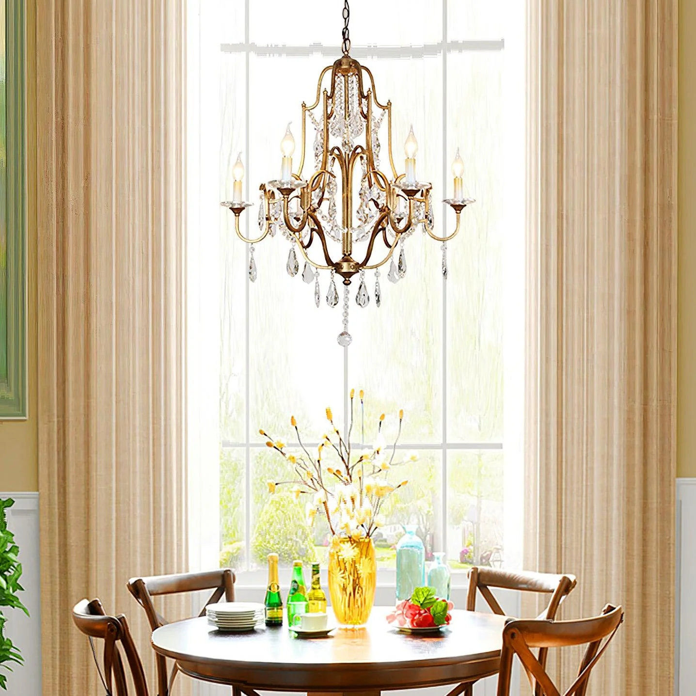 Lustra Chandelier Iron Crystal Candelabra Vintage - Image 16