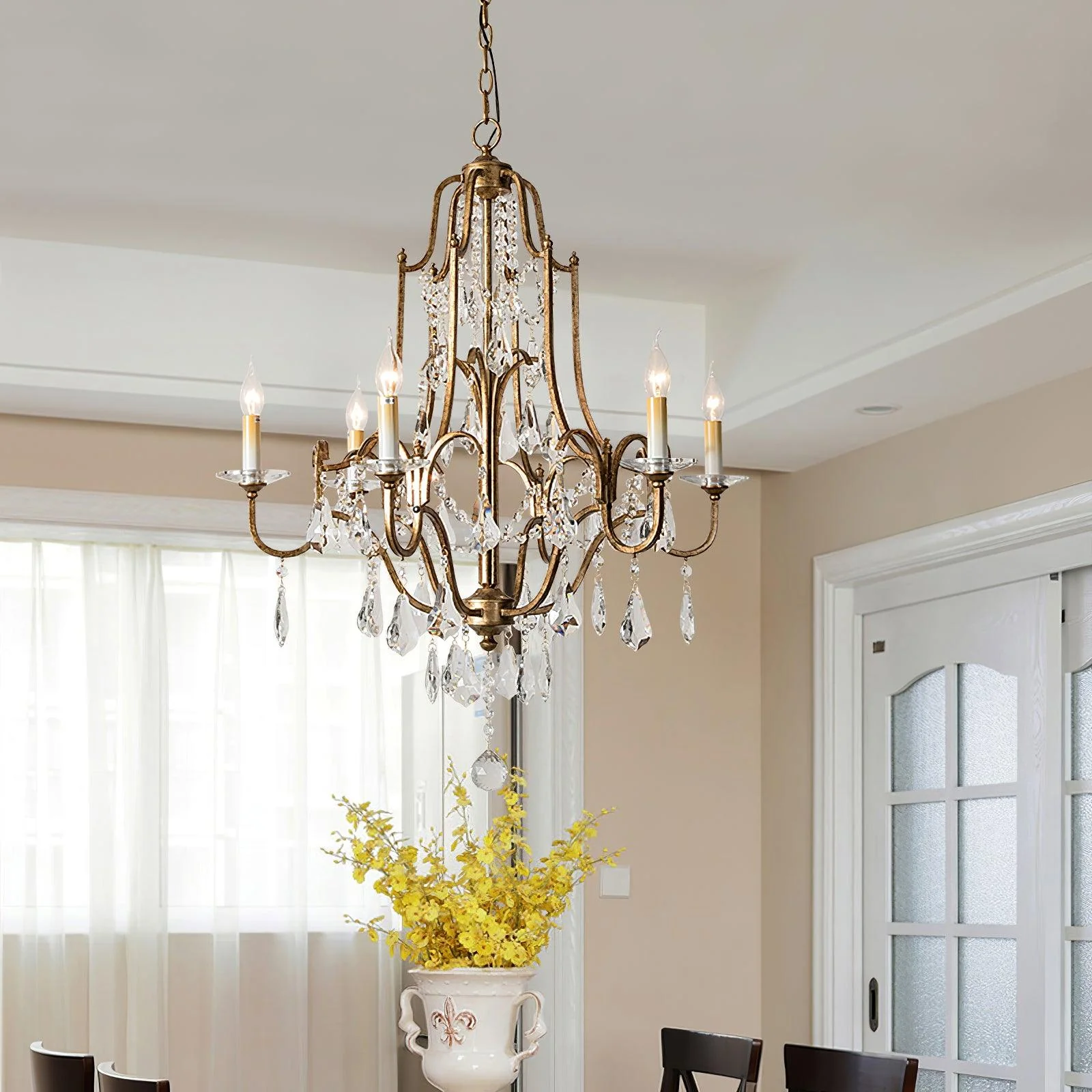 Lustra Chandelier Iron Crystal Candelabra Vintage - Image 21