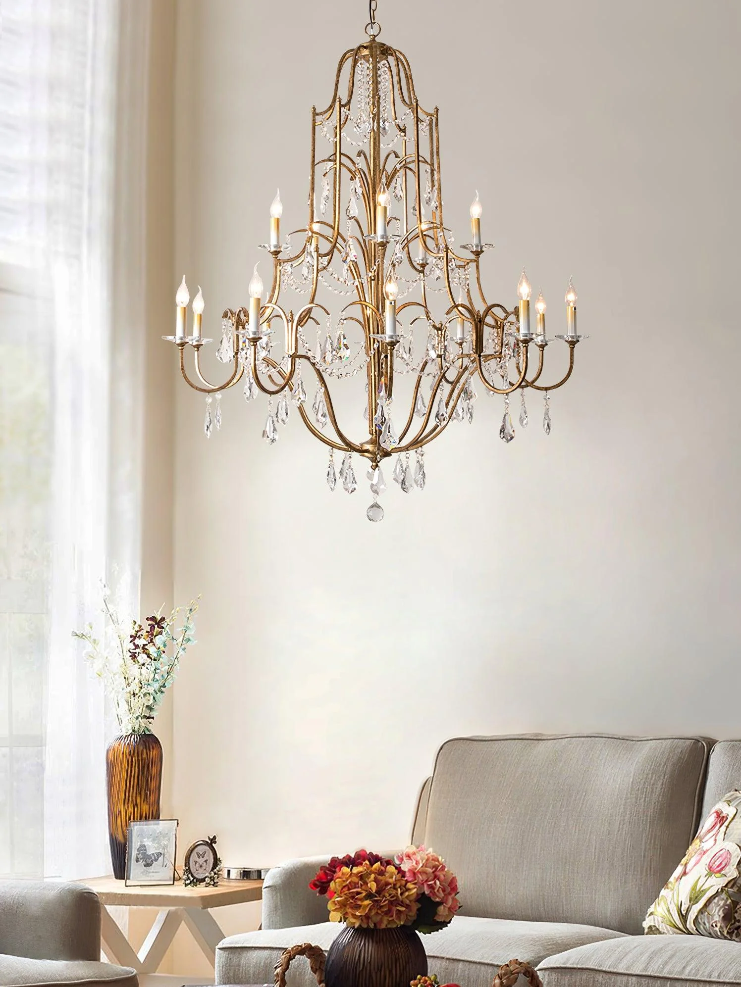 Lustra Chandelier Iron Crystal Candelabra Vintage - Image 27