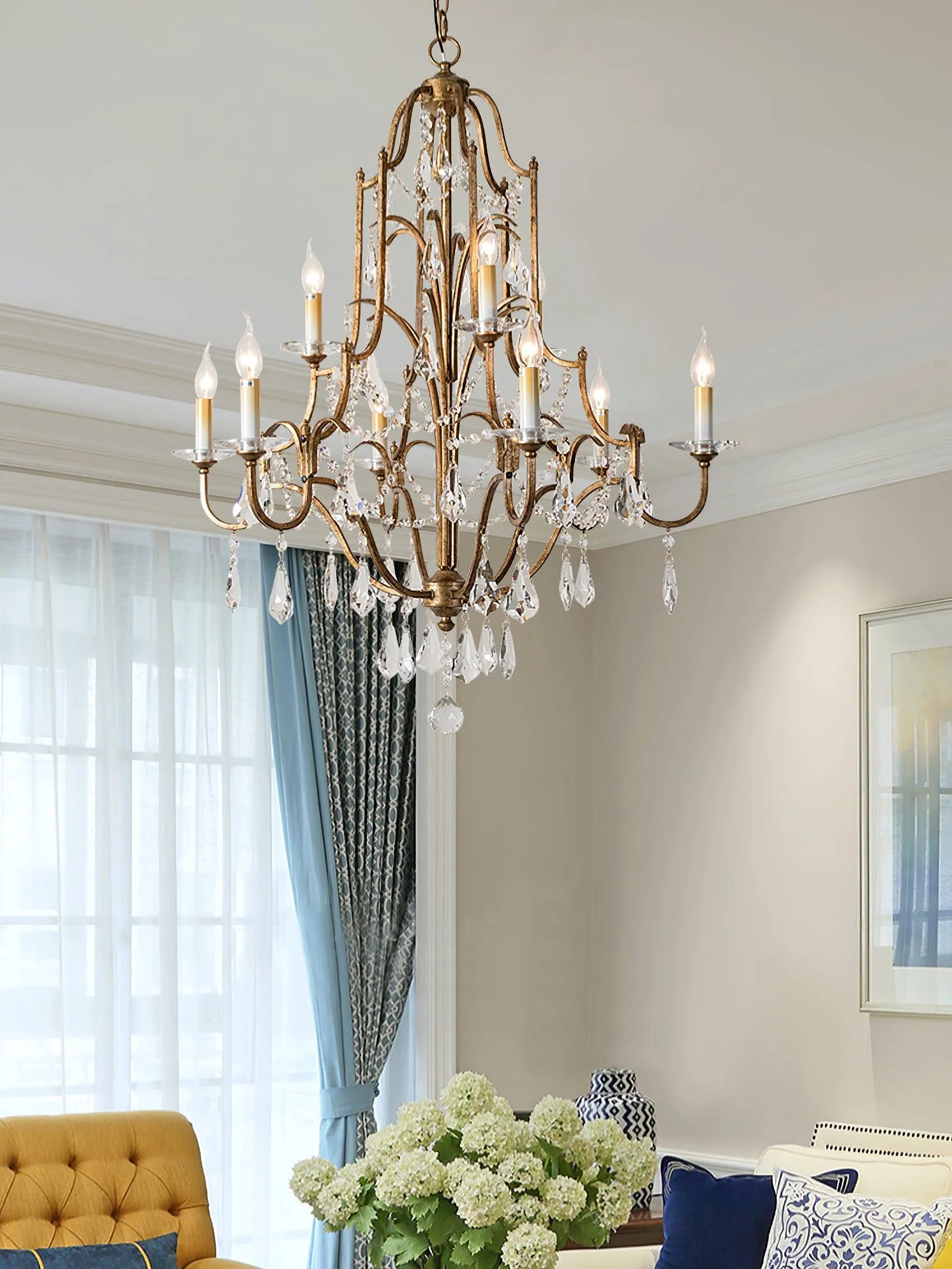 Lustra Chandelier Iron Crystal Candelabra Vintage - Image 28