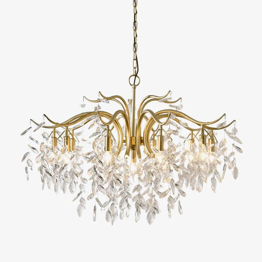 Lustra Chandelier Iron & Crystal Leaf
