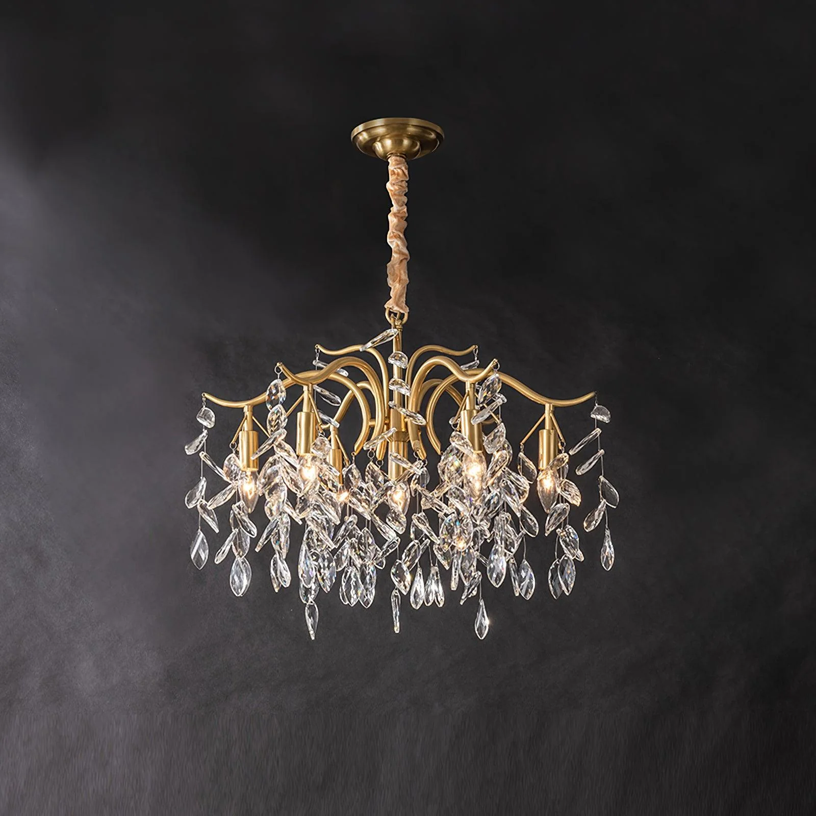 Lustra Chandelier Iron & Crystal Leaf - Image 8