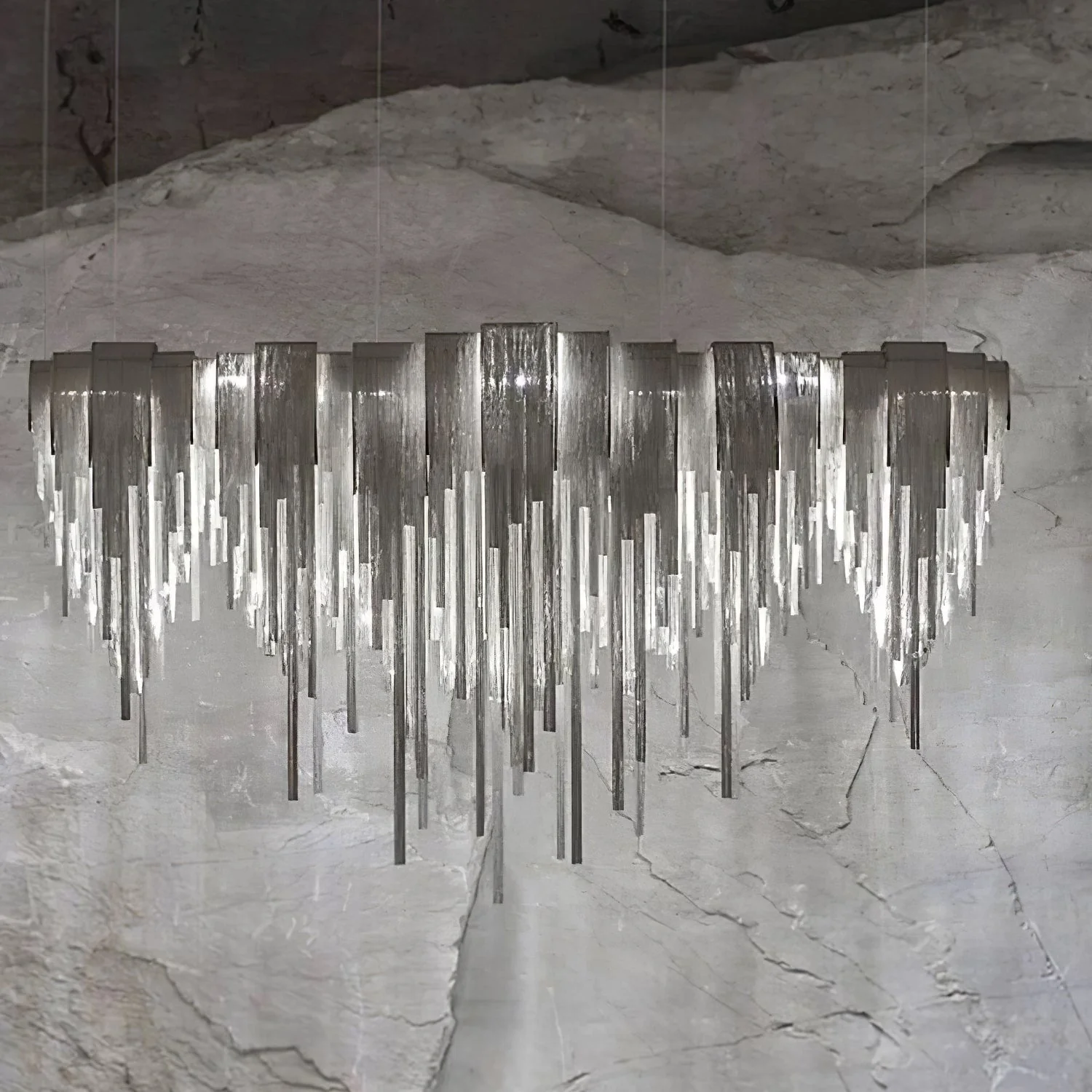 Lustra Chandelier Layered Chain Nickel Luxury - Image 108