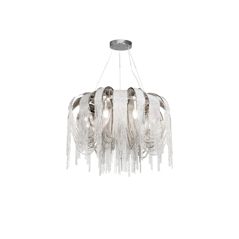 Lustra Chandelier Layered Chain Nickel Luxury - Image 11