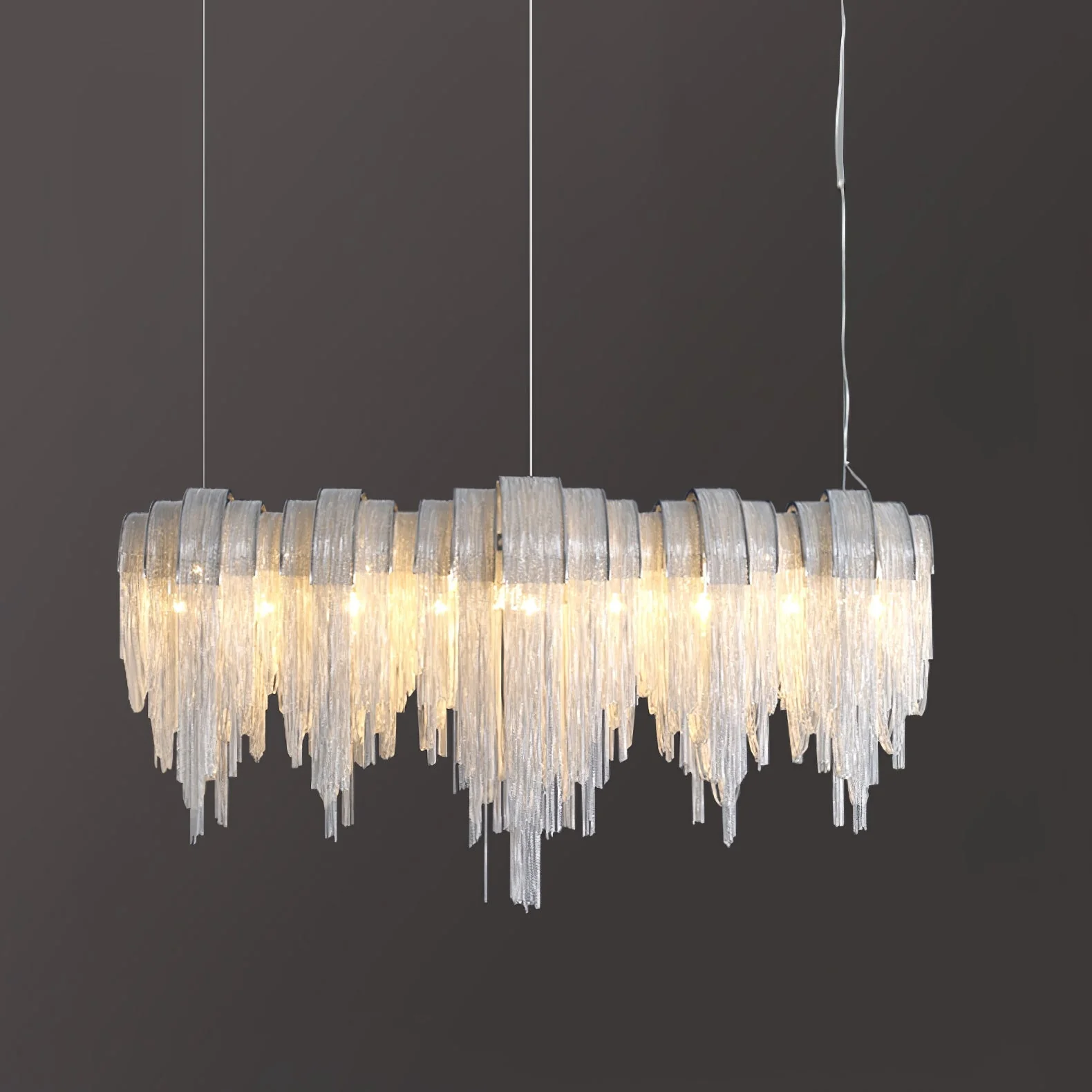 Lustra Chandelier Layered Chain Nickel Luxury - Image 111