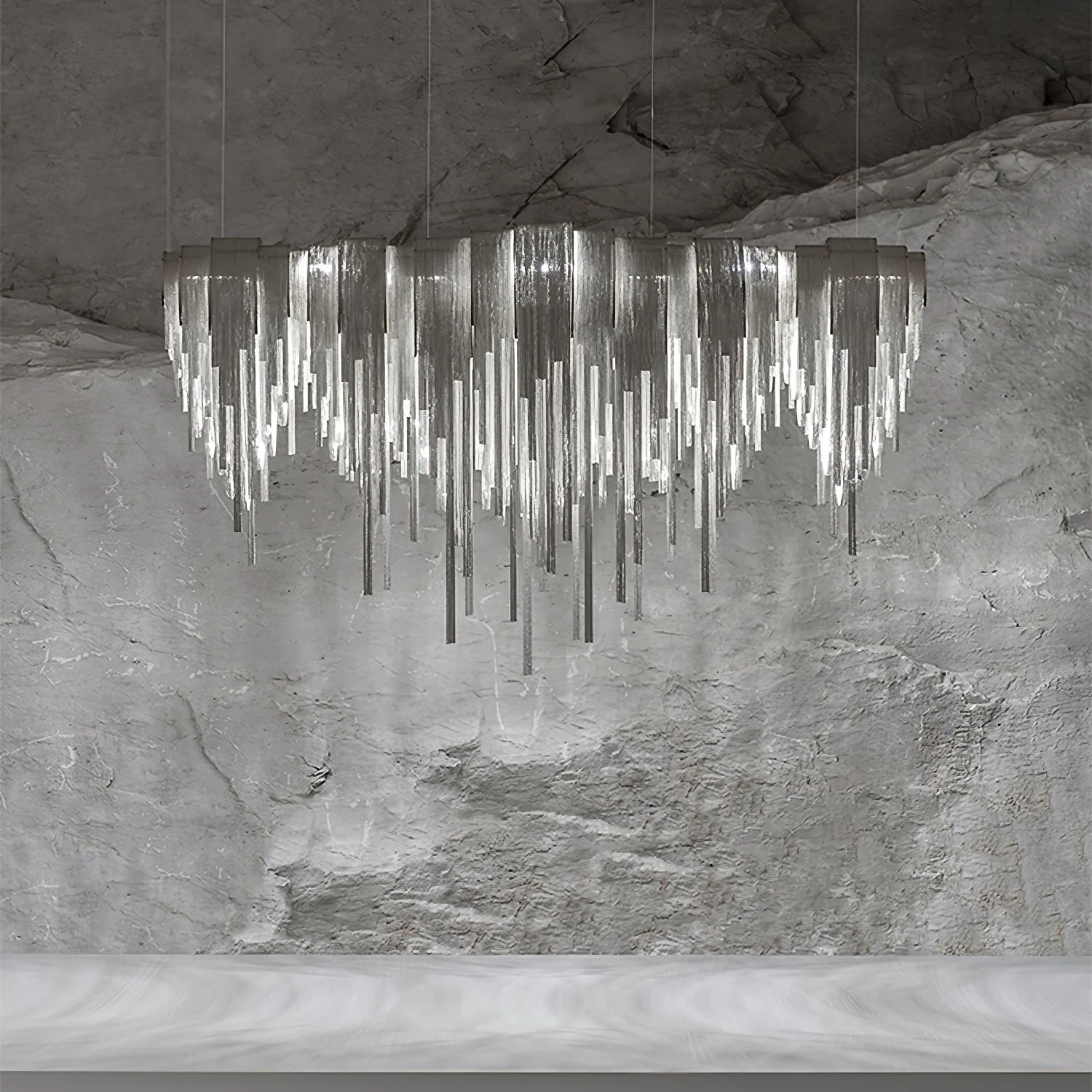 Lustra Chandelier Layered Chain Nickel Luxury - Image 121