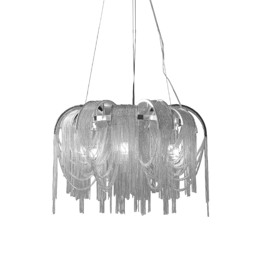 Lustra Chandelier Layered Chain Nickel Luxury - Image 13