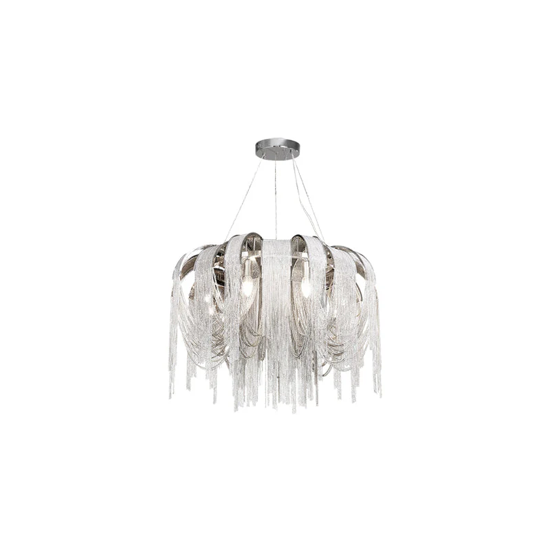 Lustra Chandelier Layered Chain Nickel Luxury - Image 14