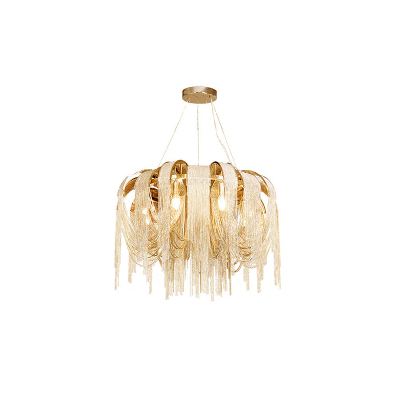 Lustra Chandelier Layered Chain Nickel Luxury - Image 16