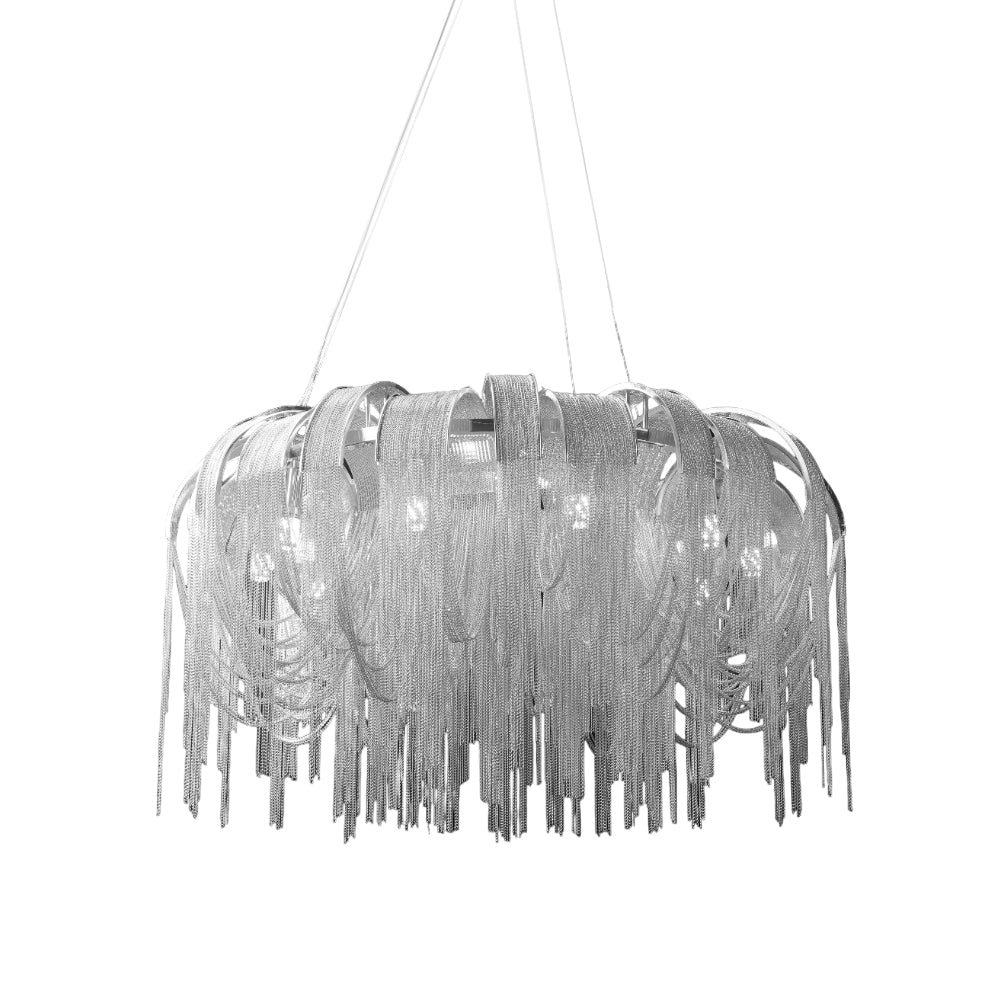 Lustra Chandelier Layered Chain Nickel Luxury - Image 24
