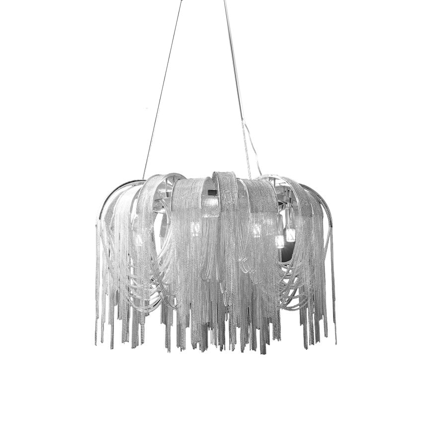Lustra Chandelier Layered Chain Nickel Luxury - Image 33