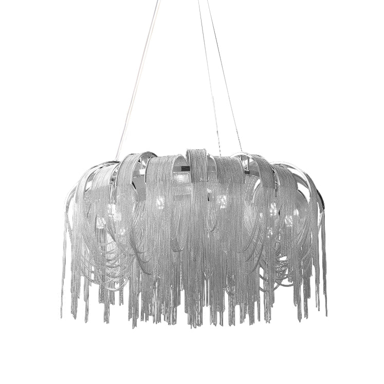 Lustra Chandelier Layered Chain Nickel Luxury - Image 38