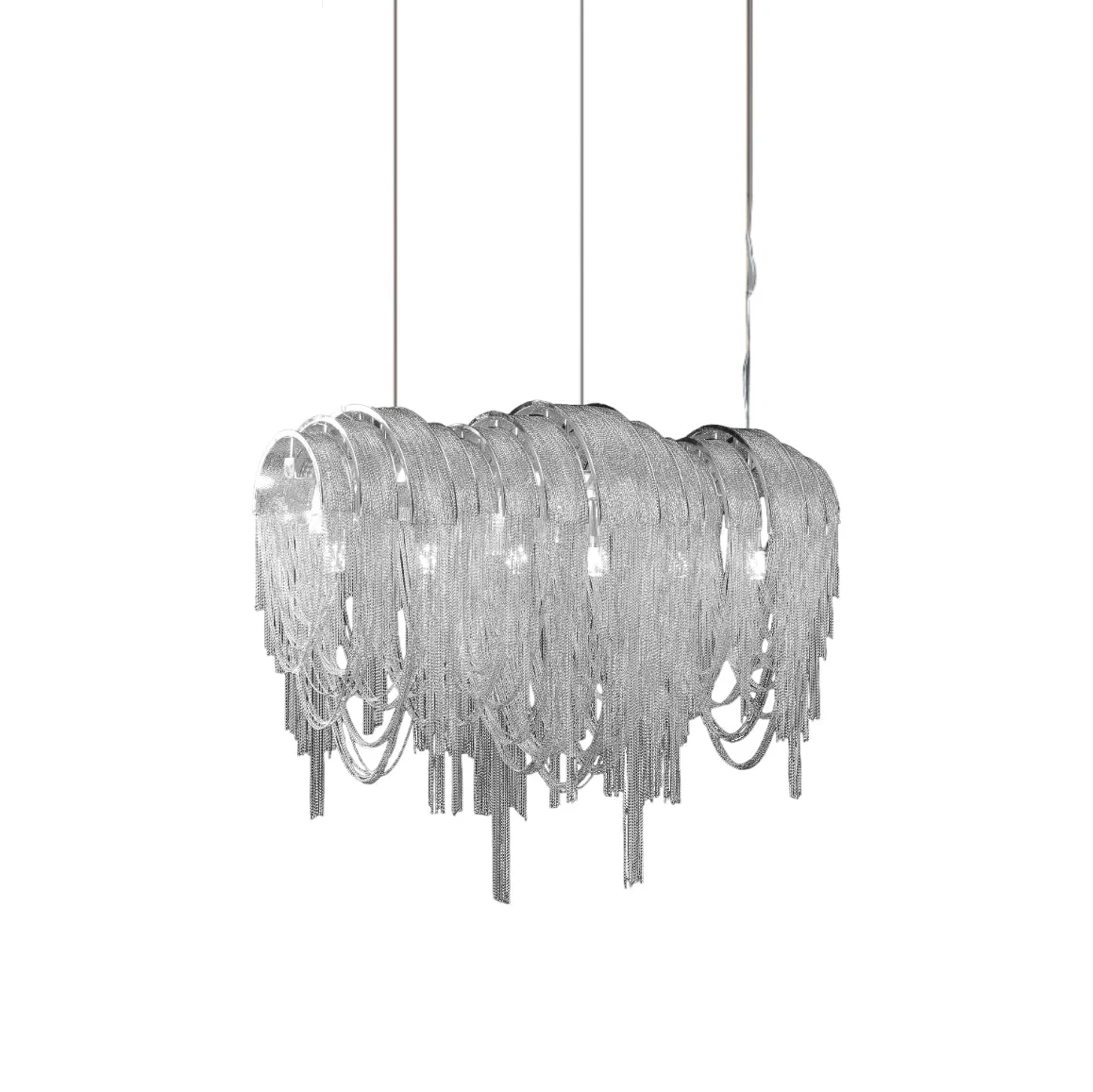 Lustra Chandelier Layered Chain Nickel Luxury - Image 40