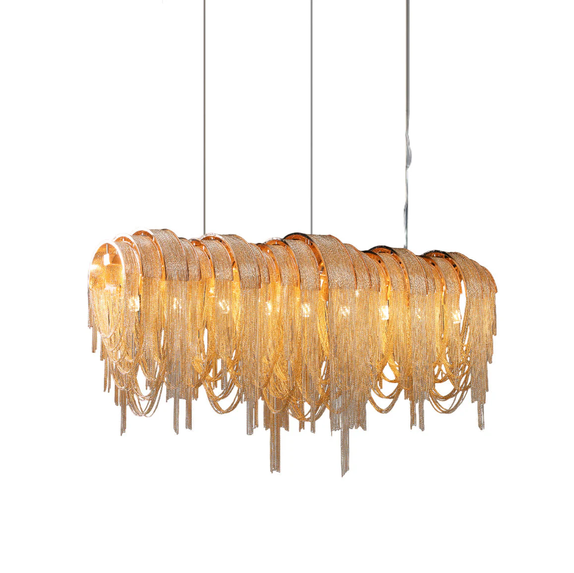 Lustra Chandelier Layered Chain Nickel Luxury - Image 44