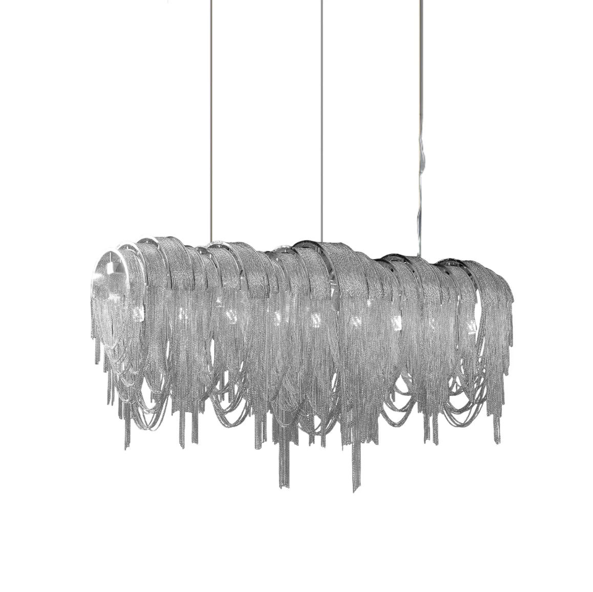 Lustra Chandelier Layered Chain Nickel Luxury - Image 45