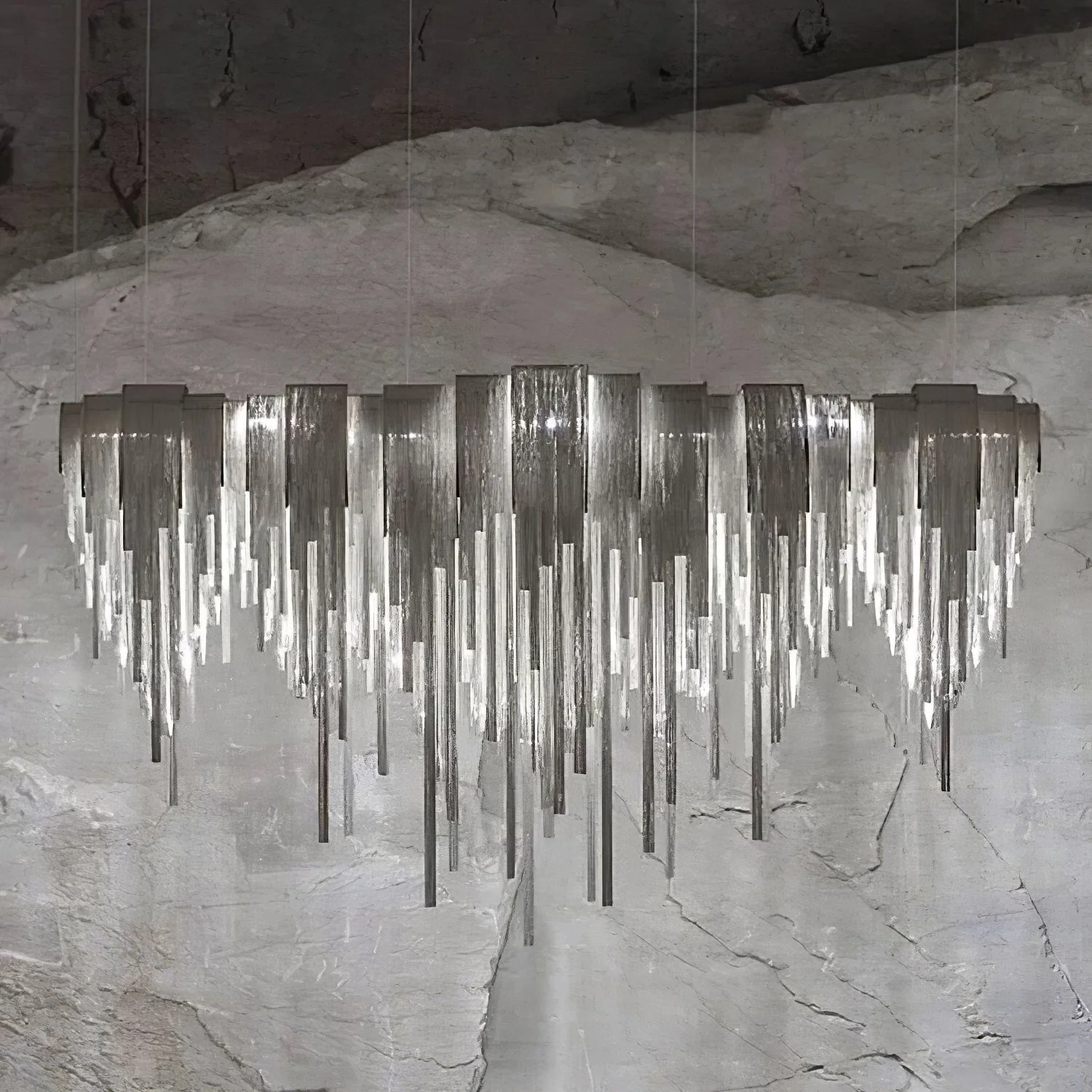 Lustra Chandelier Layered Chain Nickel Luxury - Image 50