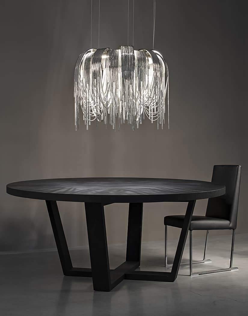 Lustra Chandelier Layered Chain Nickel Luxury - Image 55