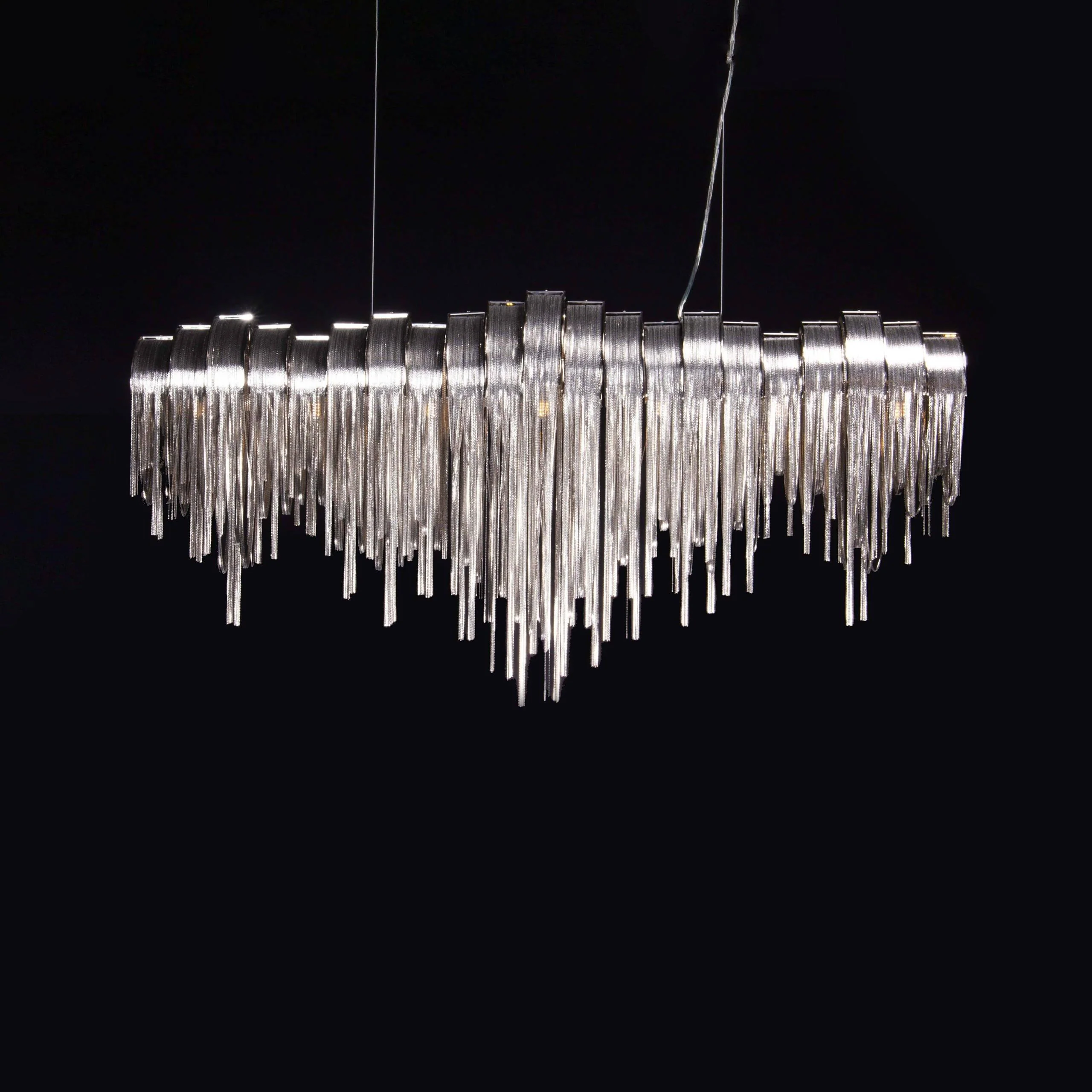 Lustra Chandelier Layered Chain Nickel Luxury - Image 62