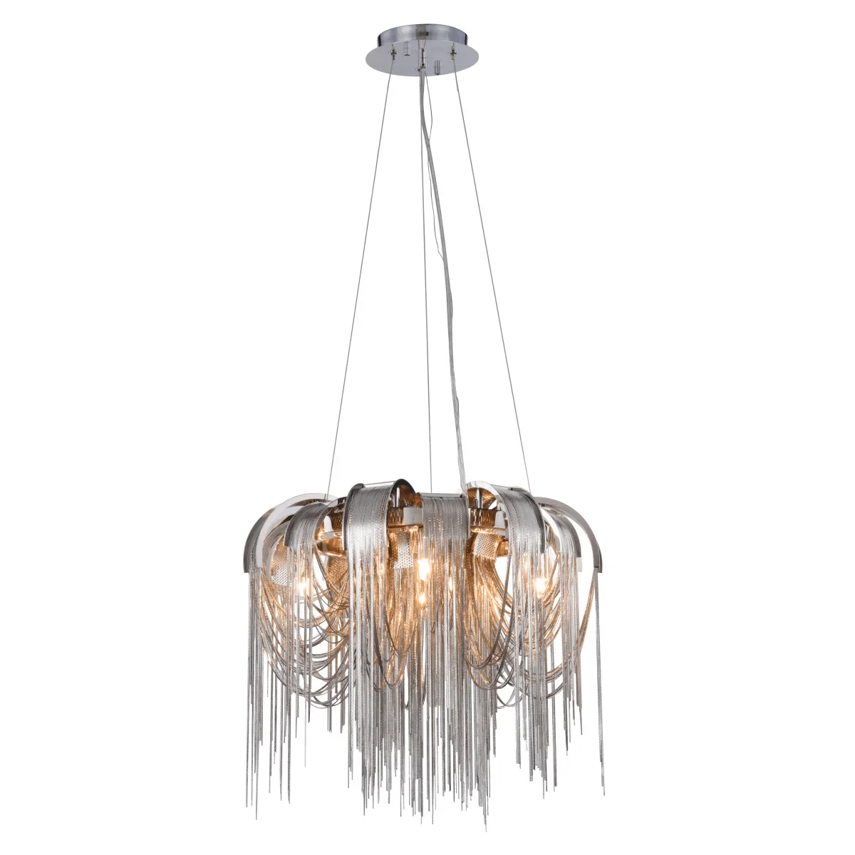 Lustra Chandelier Layered Chain Nickel Luxury - Image 64