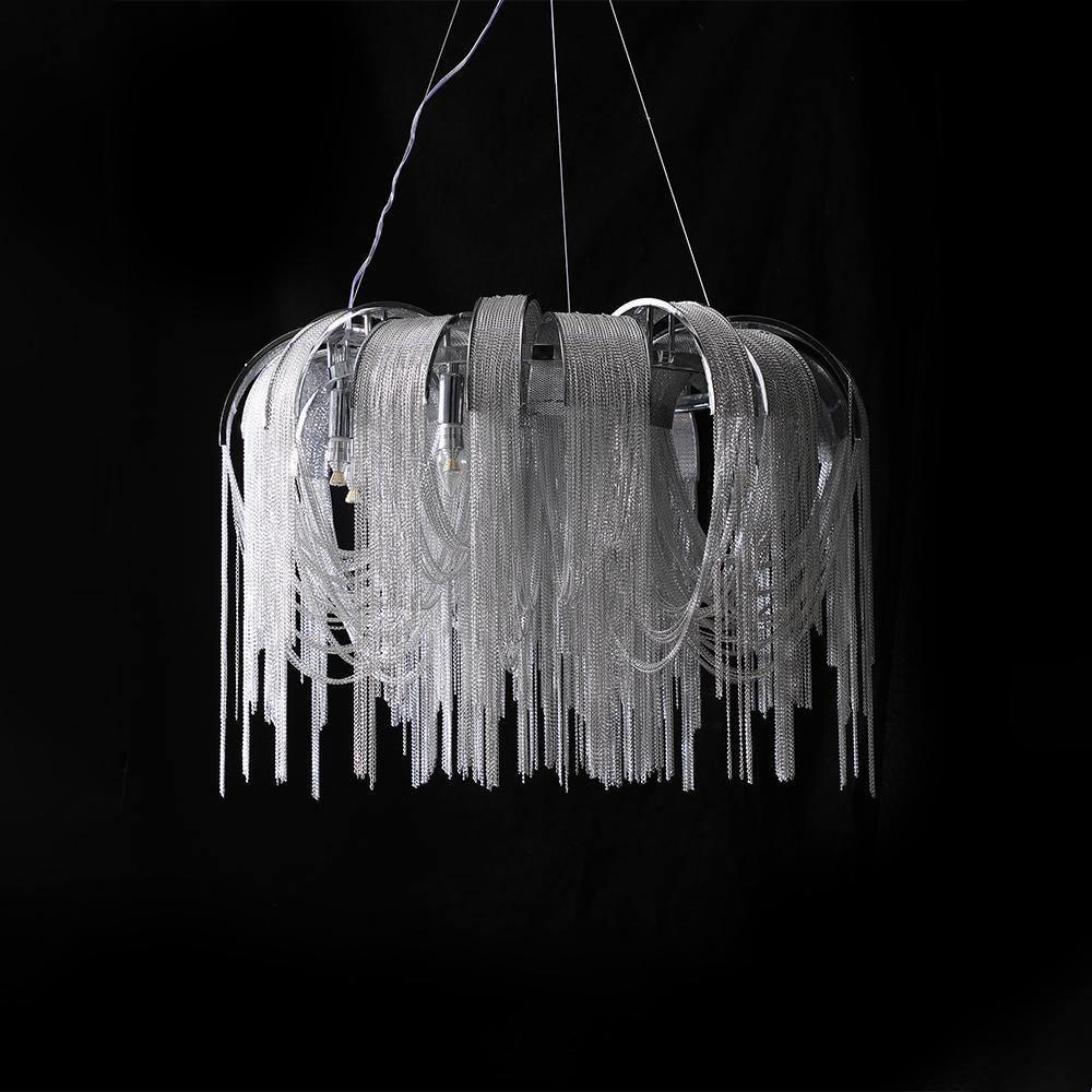 Lustra Chandelier Layered Chain Nickel Luxury - Image 67