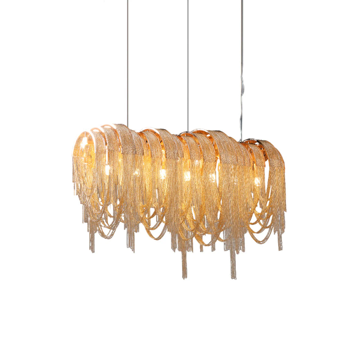 Lustra Chandelier Layered Chain Nickel Luxury - Image 69