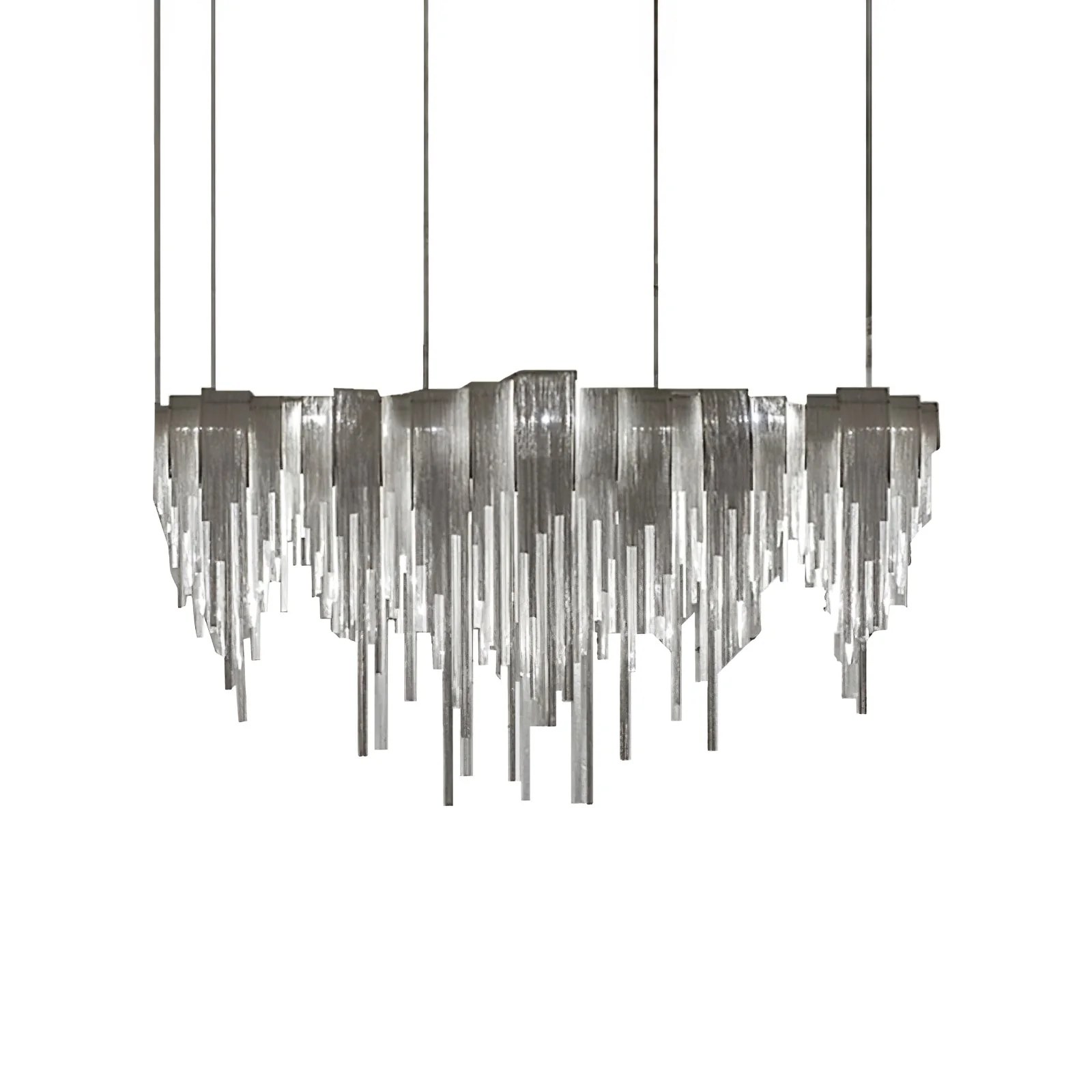 Lustra Chandelier Layered Chain Nickel Luxury - Image 7