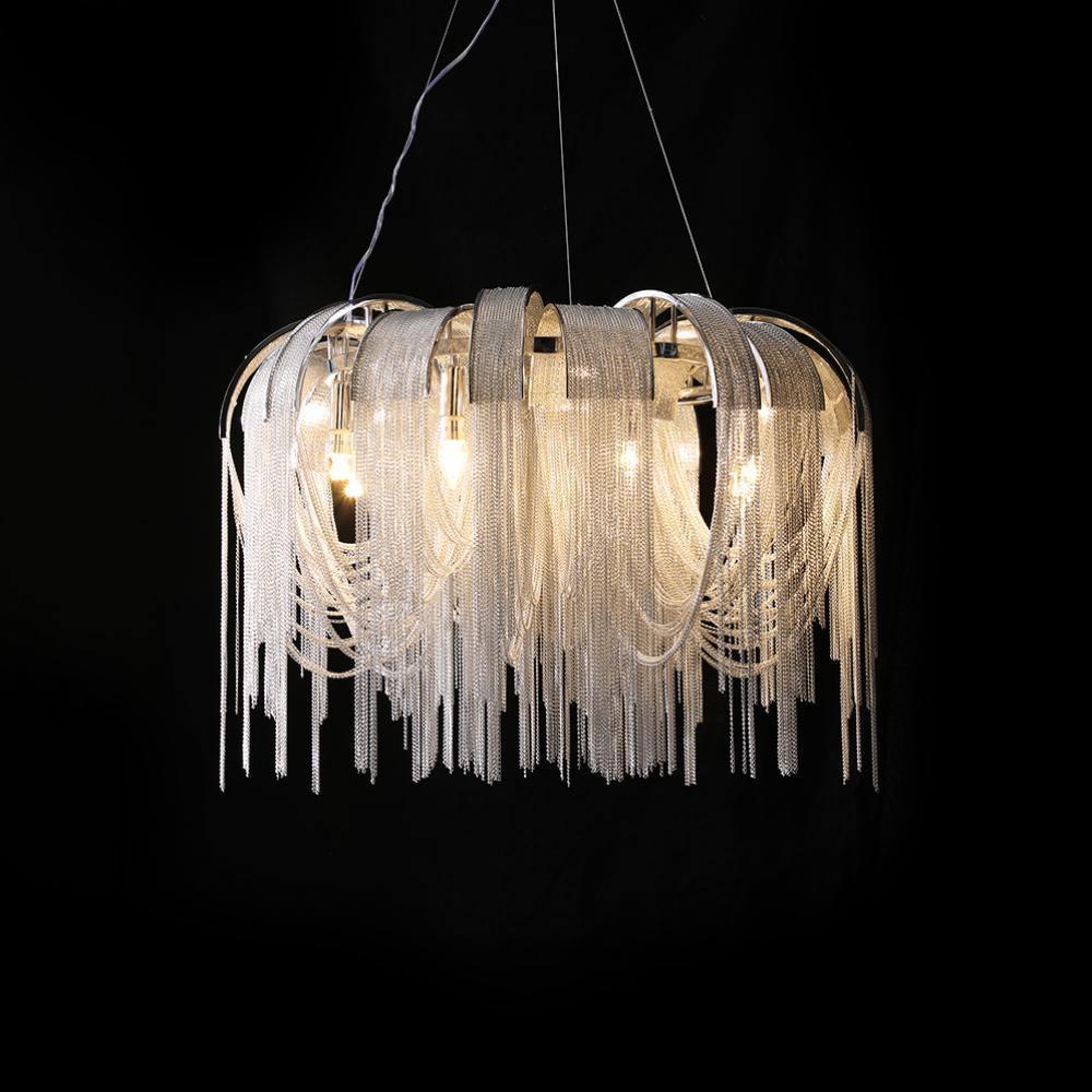 Lustra Chandelier Layered Chain Nickel Luxury - Image 71