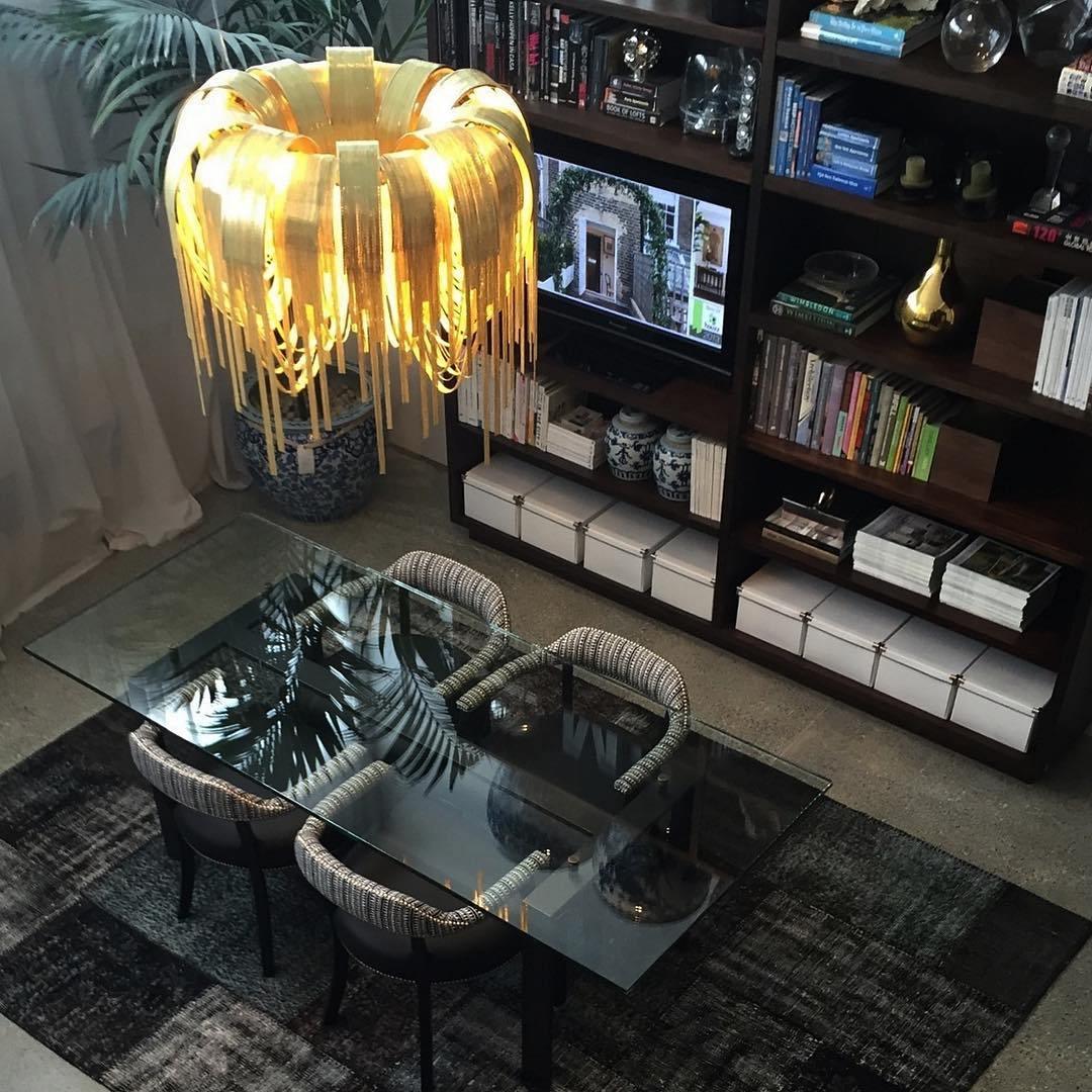 Lustra Chandelier Layered Chain Nickel Luxury - Image 75