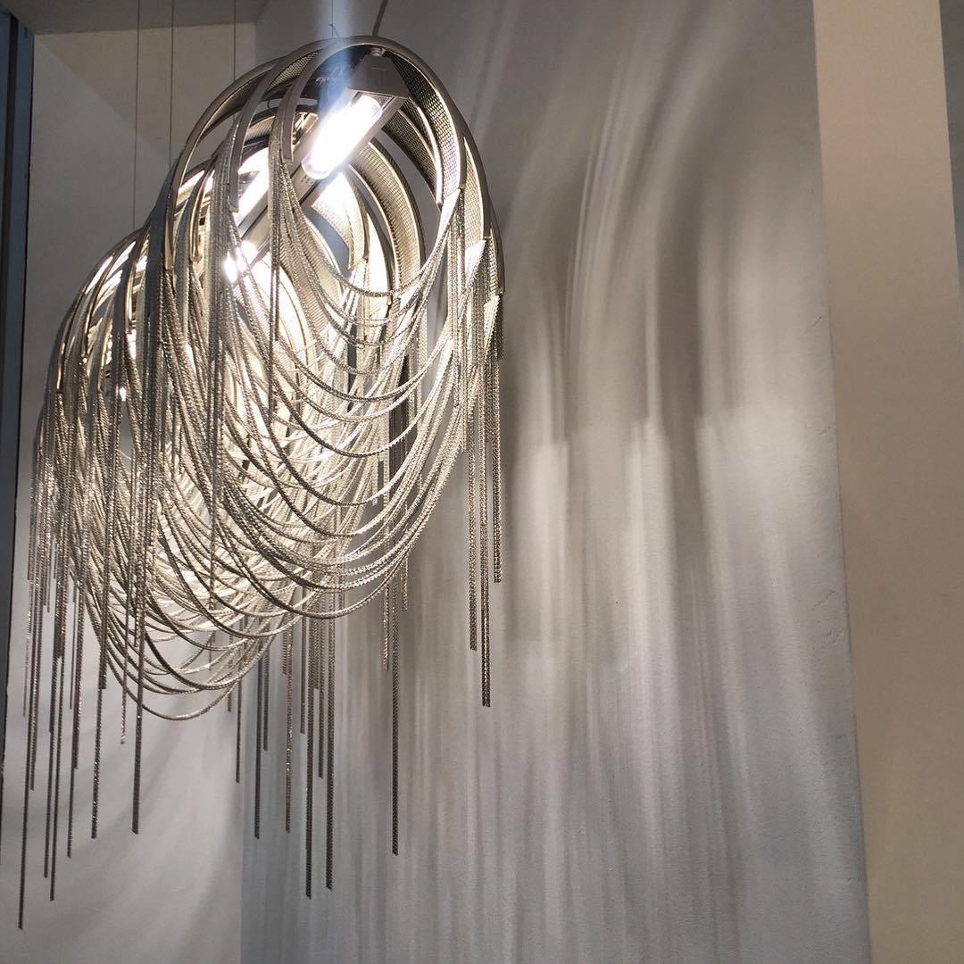 Lustra Chandelier Layered Chain Nickel Luxury - Image 76