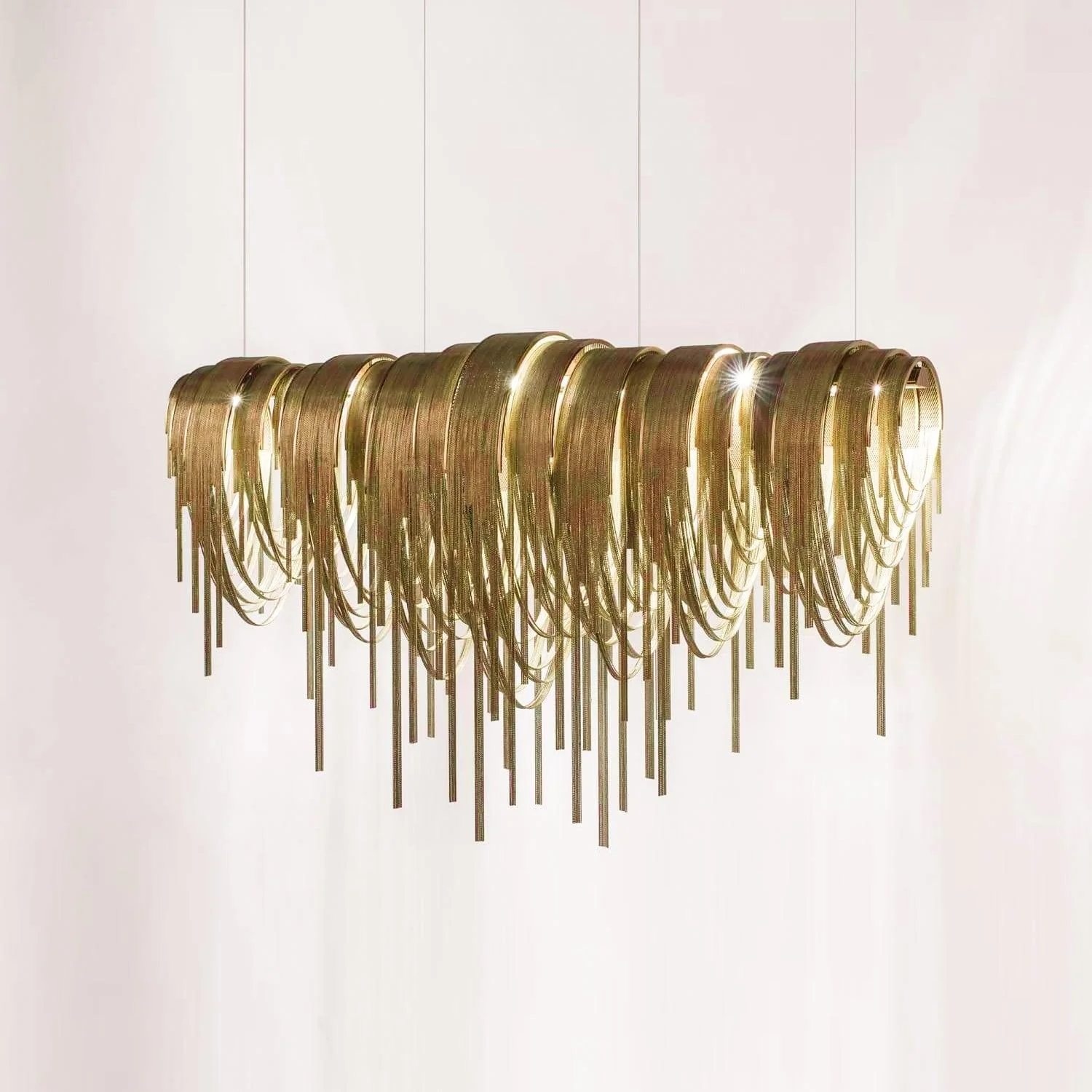 Lustra Chandelier Layered Chain Nickel Luxury - Image 77