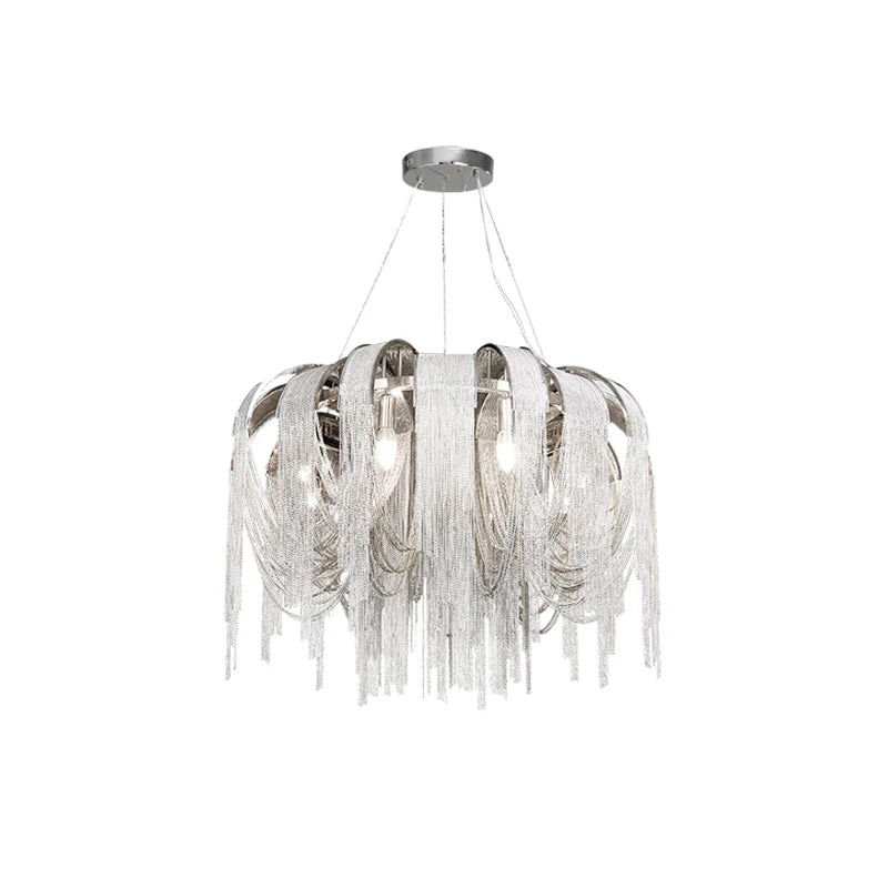 Lustra Chandelier Layered Chain Nickel Luxury - Image 8