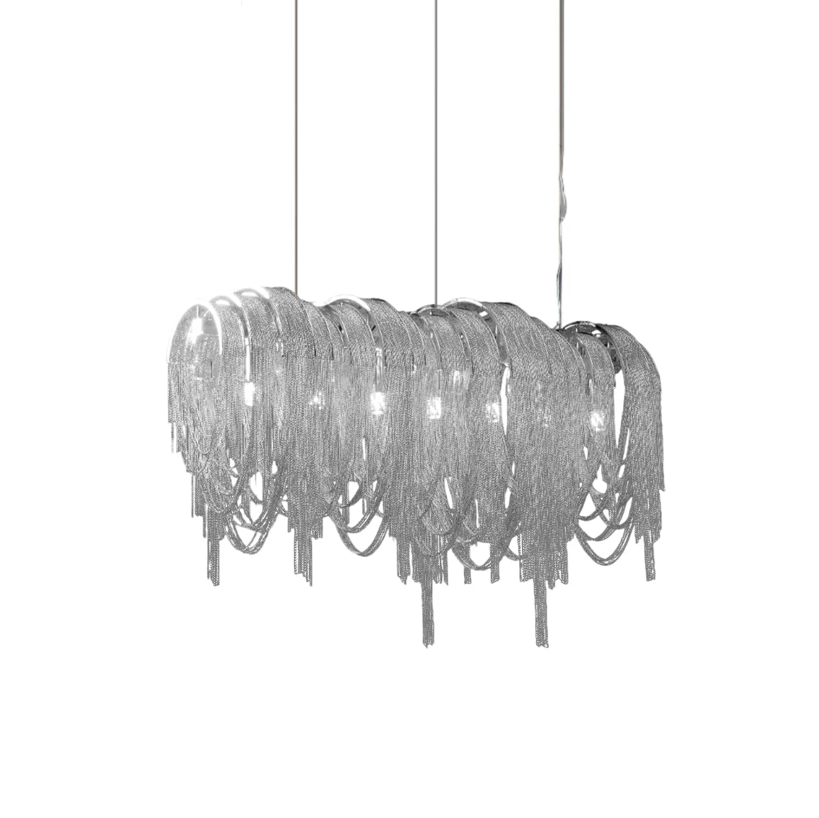 Lustra Chandelier Layered Chain Nickel Luxury - Image 80