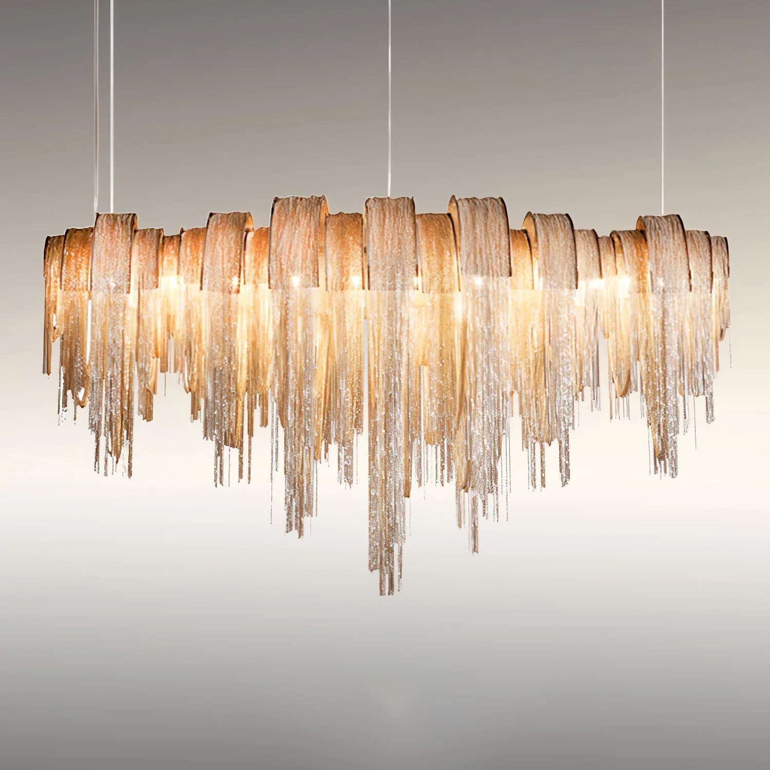 Lustra Chandelier Layered Chain Nickel Luxury - Image 93