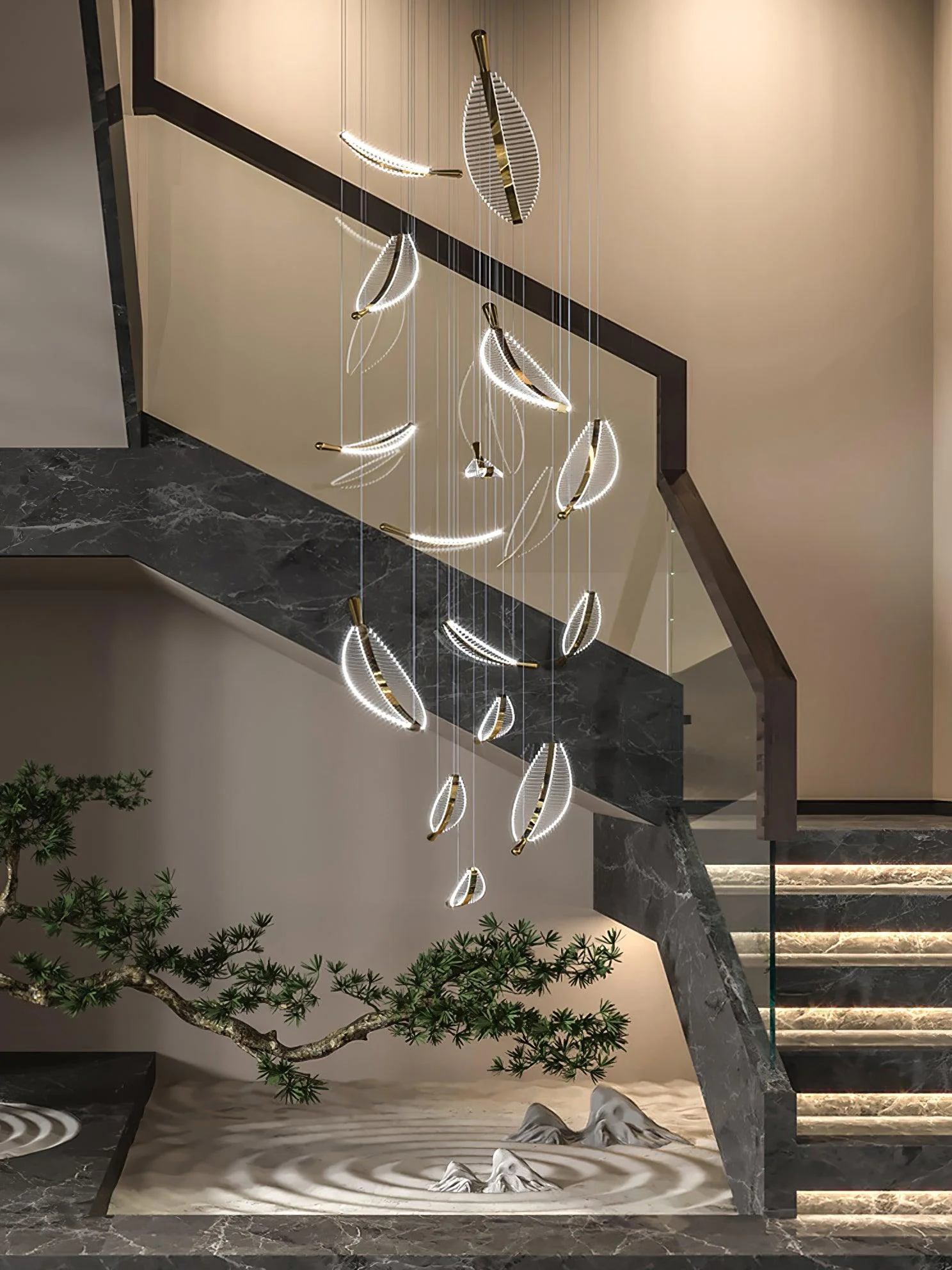 Lustra Chandelier Leaf Gold Elegant Modern - Image 10