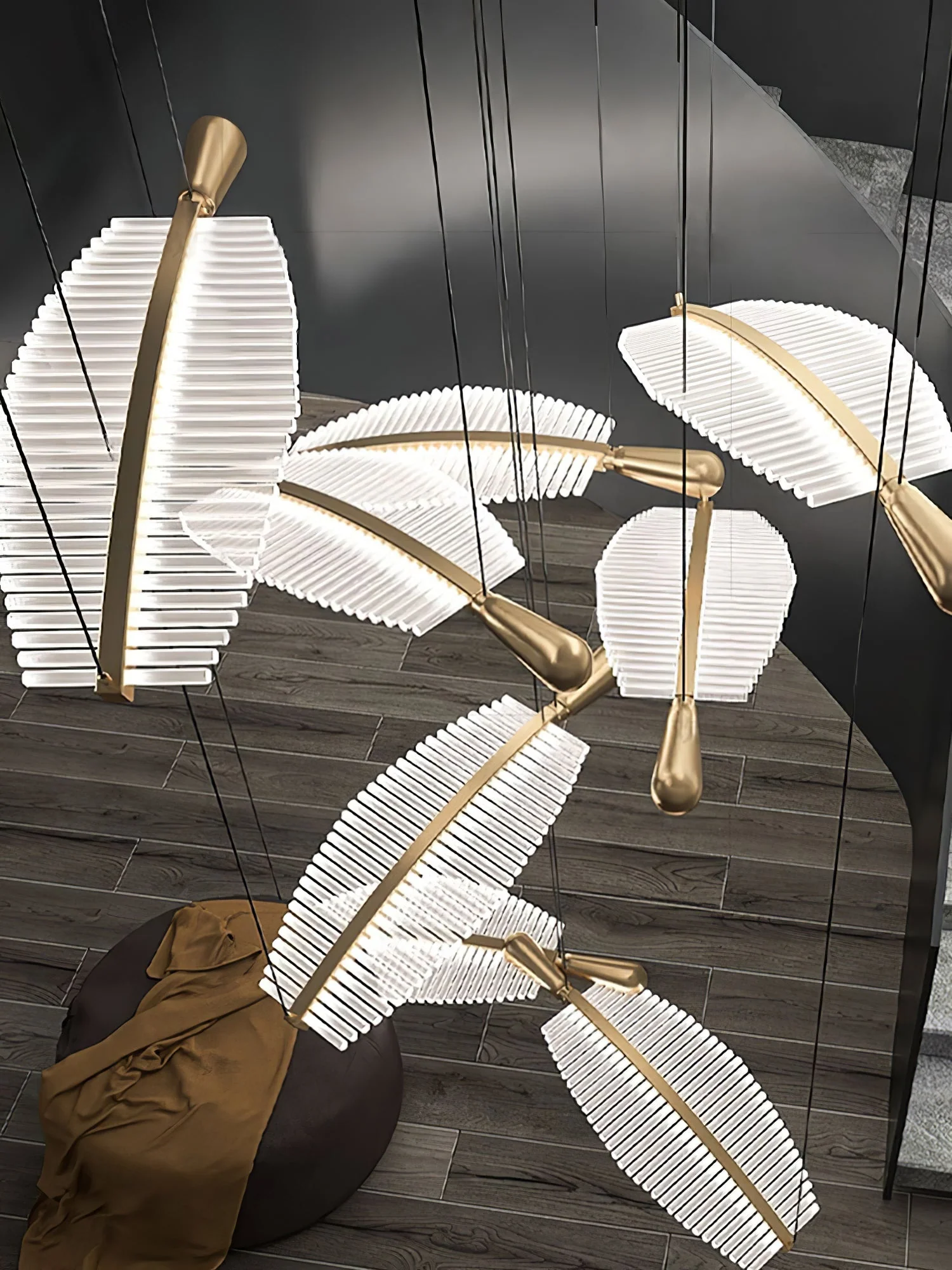 Lustra Chandelier Leaf Gold Elegant Modern - Image 26