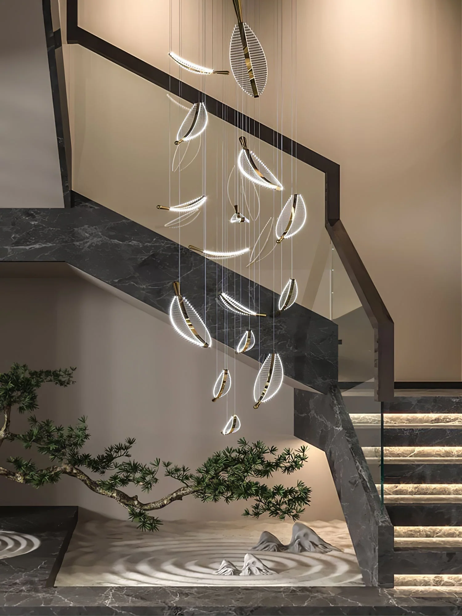 Lustra Chandelier Leaf Gold Elegant Modern - Image 31