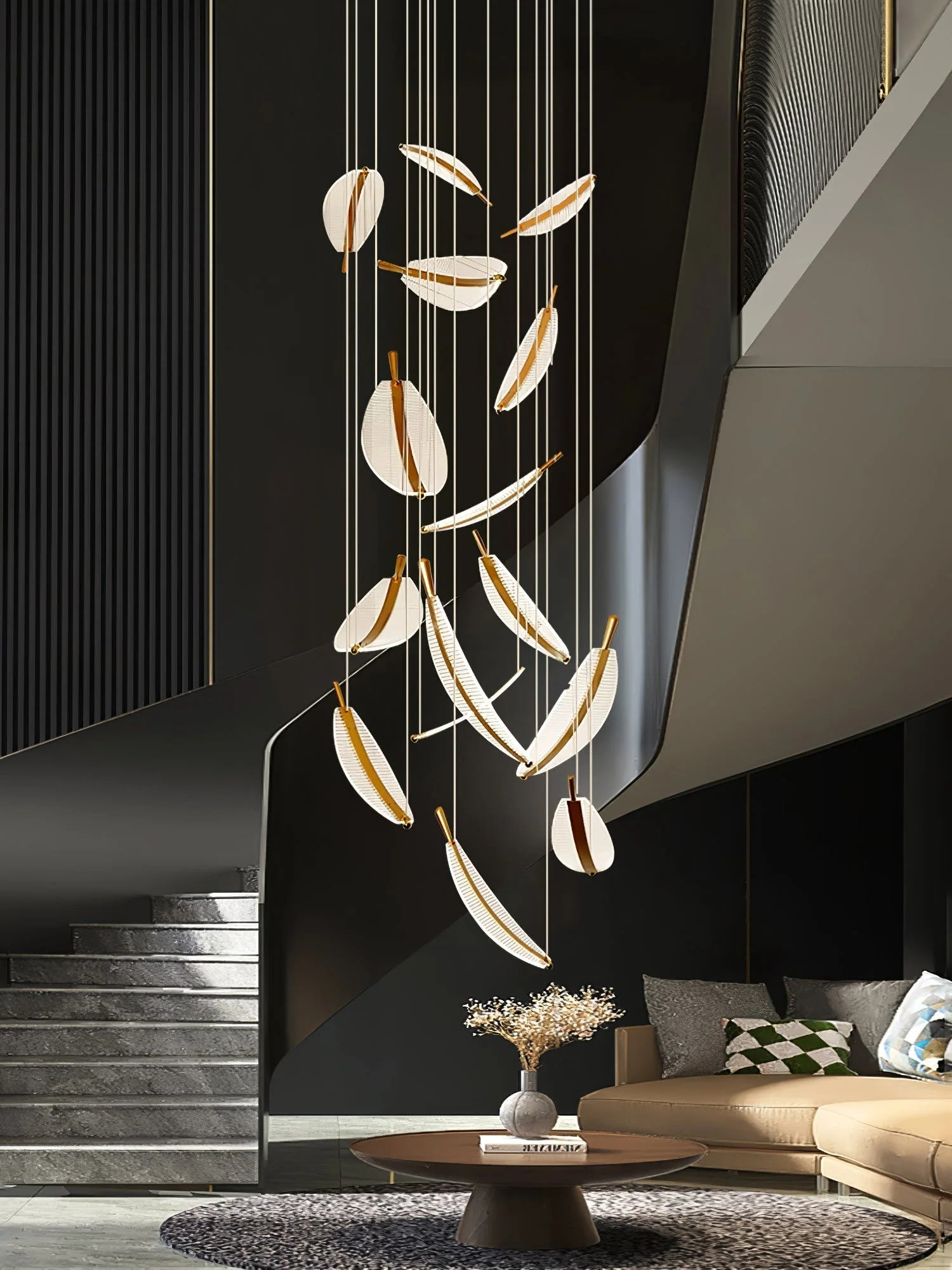 Lustra Chandelier Leaf Gold Elegant Modern - Image 39