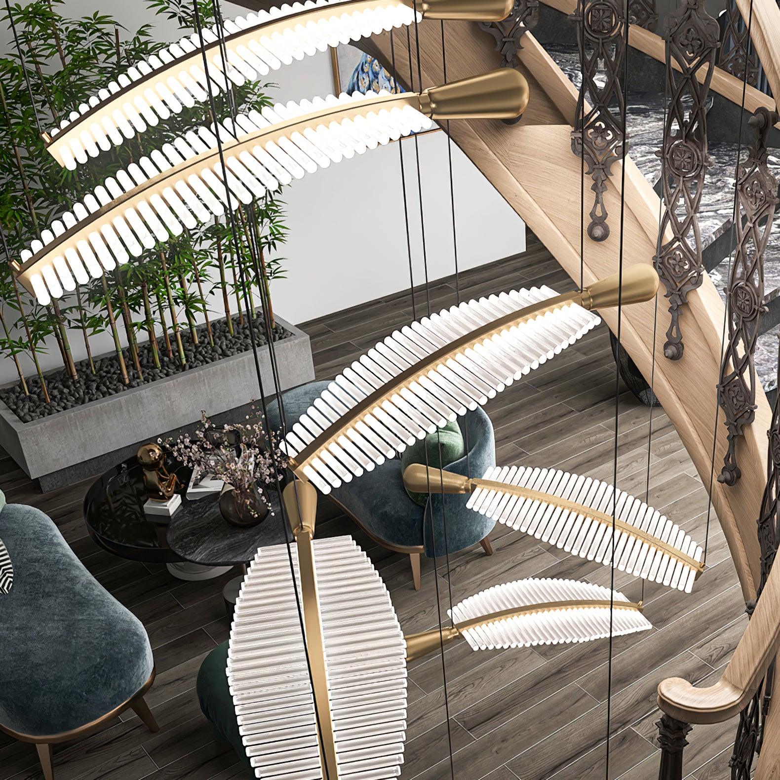 Lustra Chandelier Leaf Gold Elegant Modern - Image 52
