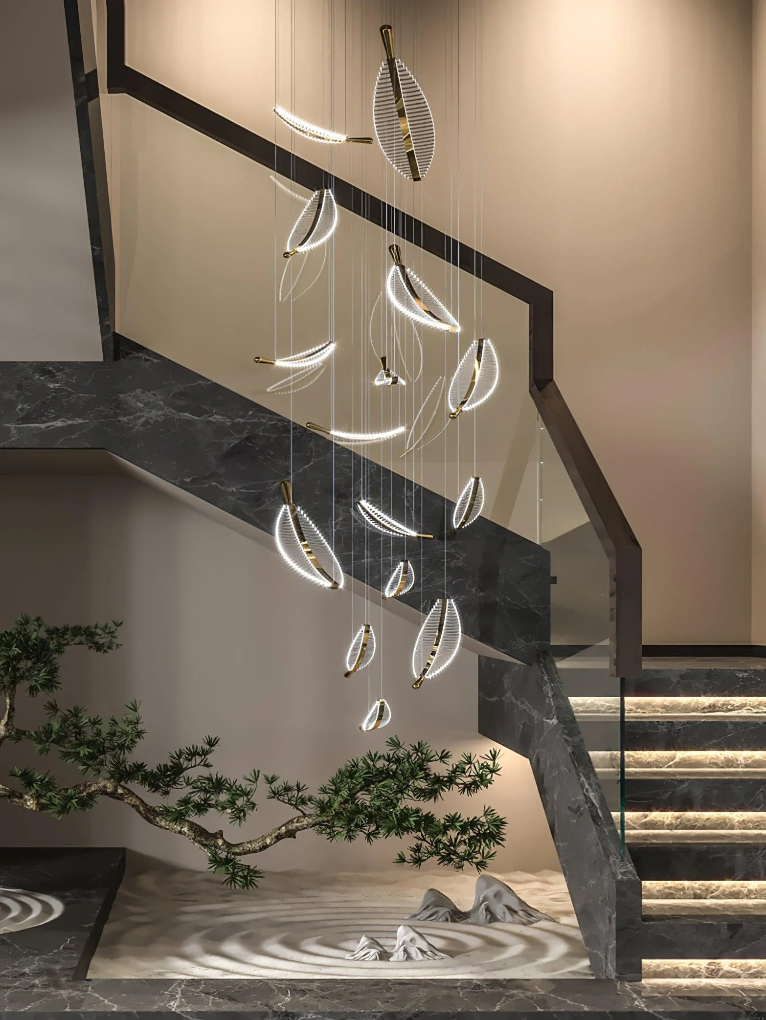 Lustra Chandelier Leaf Gold Elegant Modern - Image 6