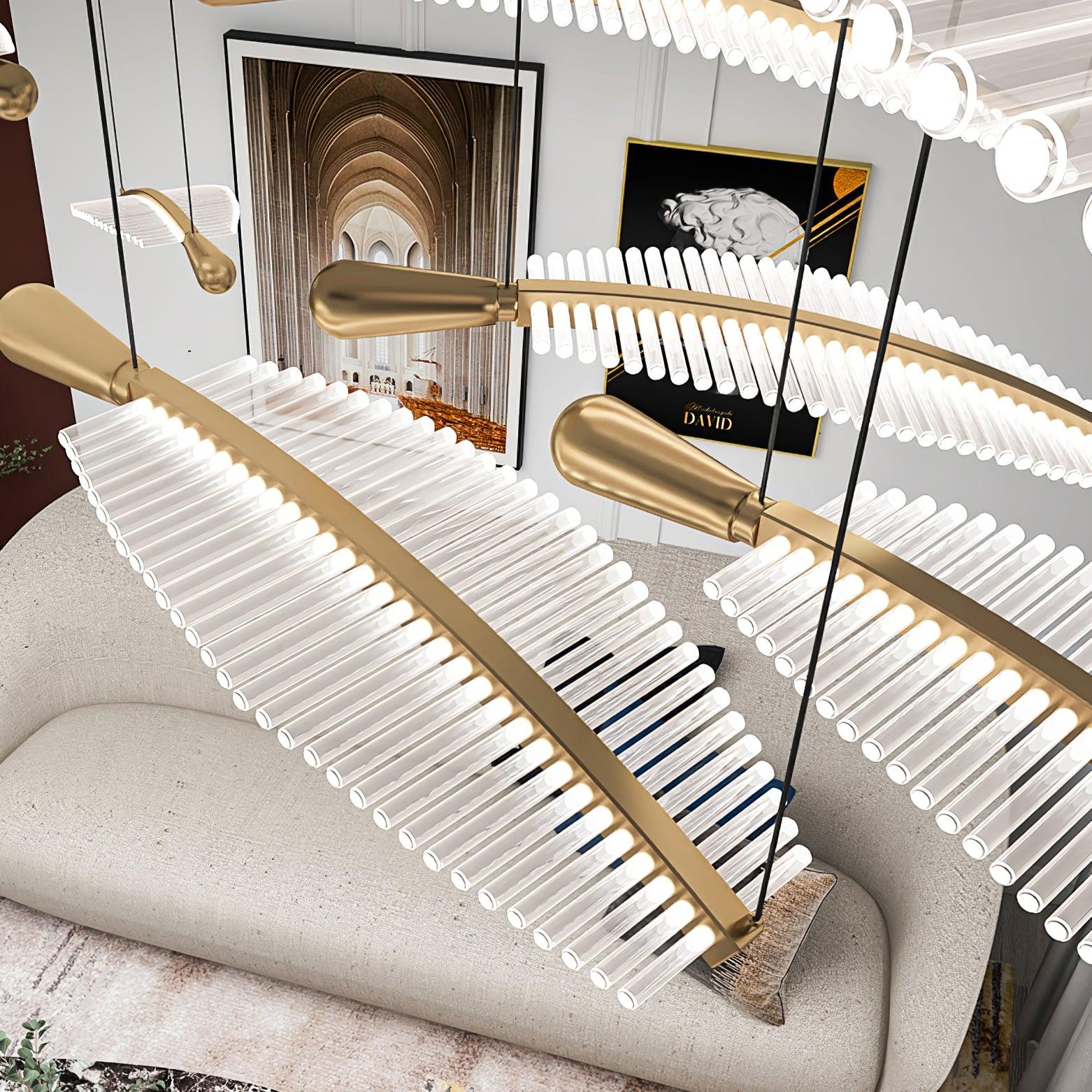 Lustra Chandelier Leaf Gold Elegant Modern - Image 64