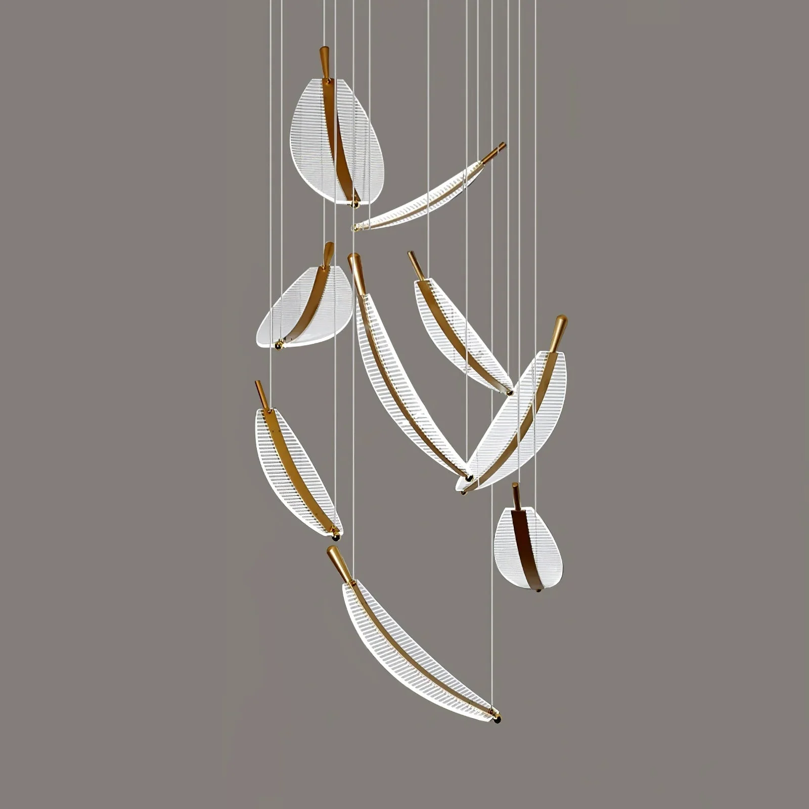 Lustra Chandelier Leaf Gold Elegant Modern - Image 79