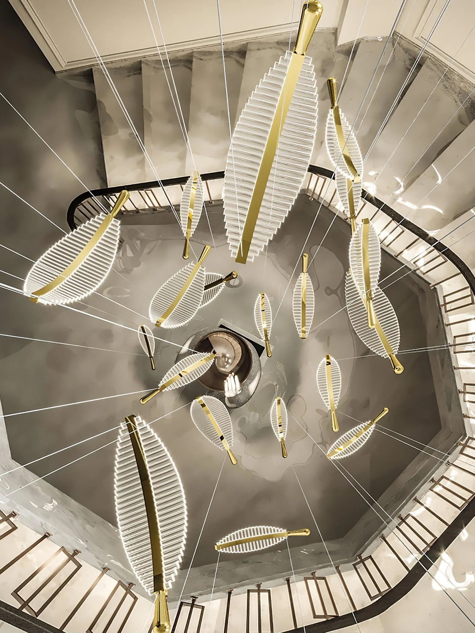 Lustra Chandelier Leaf Gold Elegant Modern - Image 82