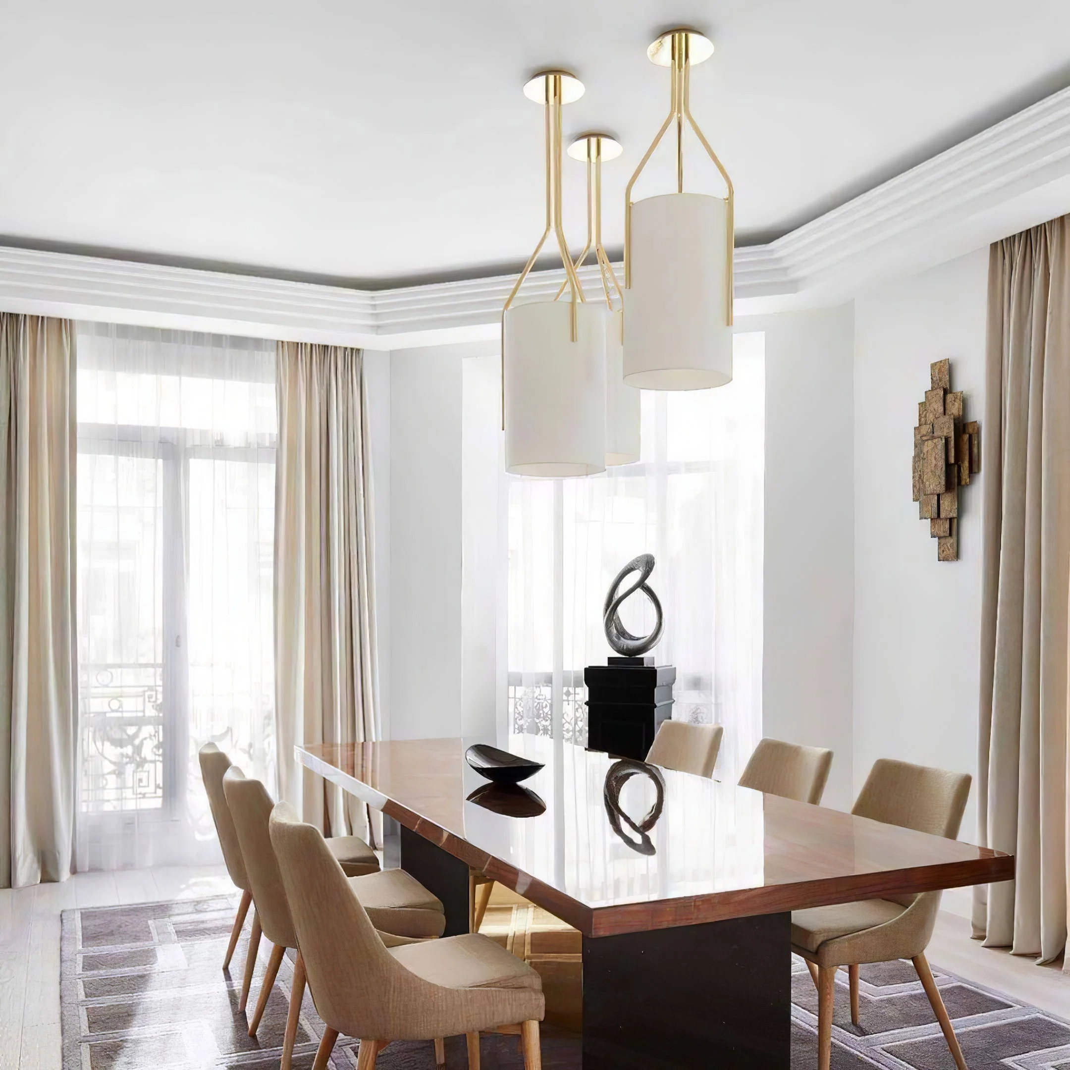 Lustra Chandelier LED 3-Lights Brass Modern - Image 125
