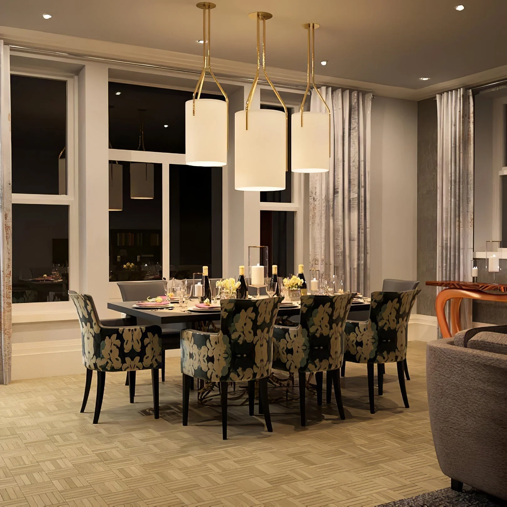 Lustra Chandelier LED 3-Lights Brass Modern - Image 13