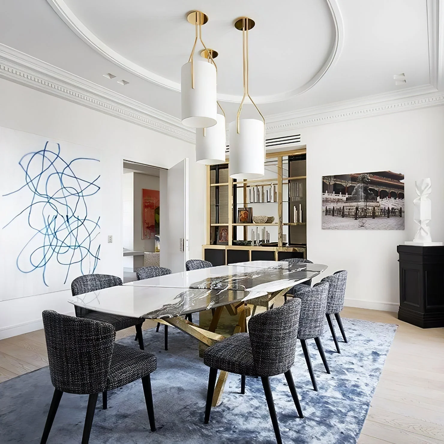 Lustra Chandelier LED 3-Lights Brass Modern - Image 6