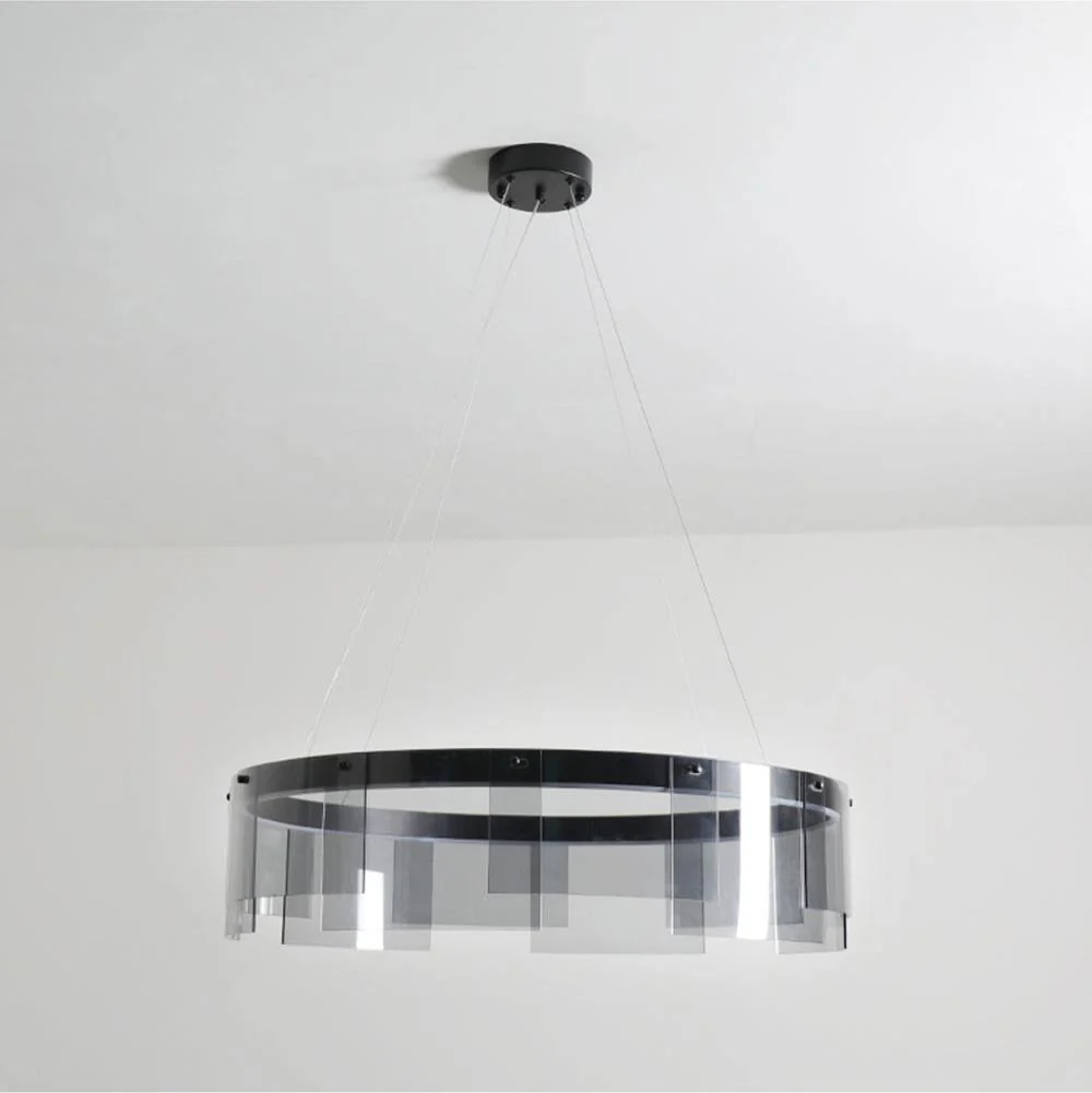 Lustra Chandelier LED Ring Black Glass Modern - Image 17